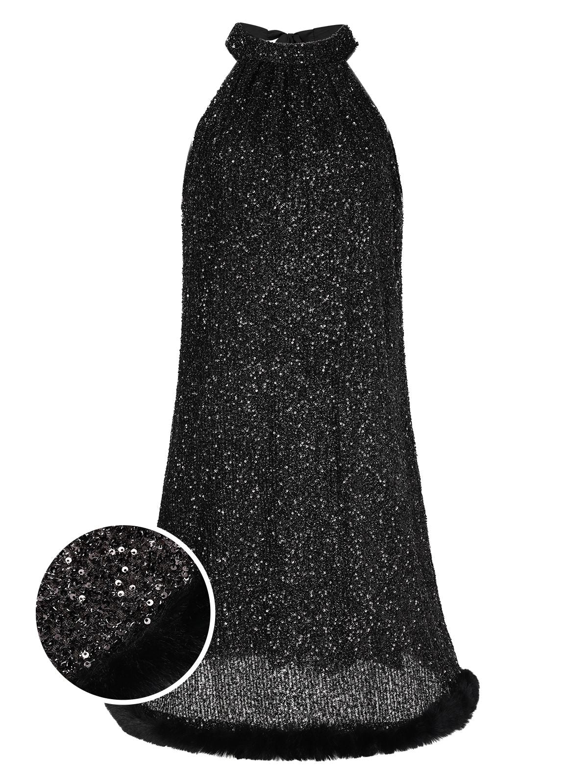 1950s Solid Sequined Raw Edge Dress - Image 6