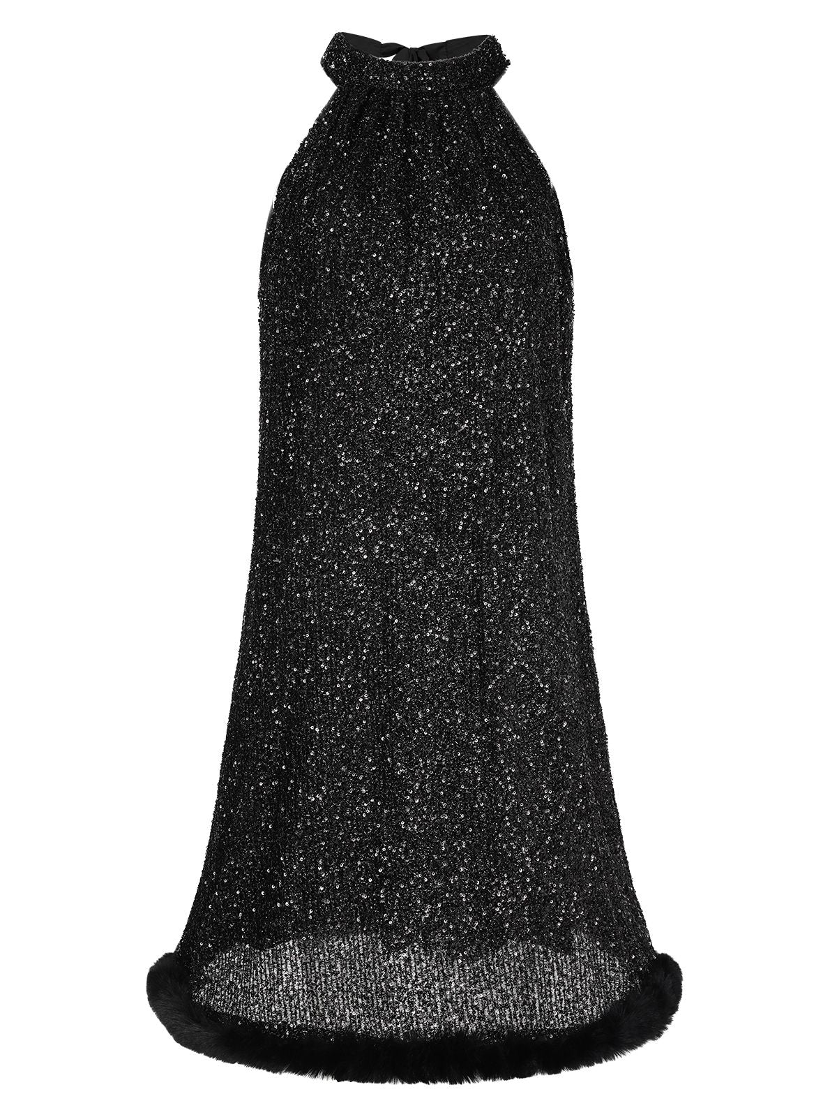 1950s Solid Sequined Raw Edge Dress - Image 7