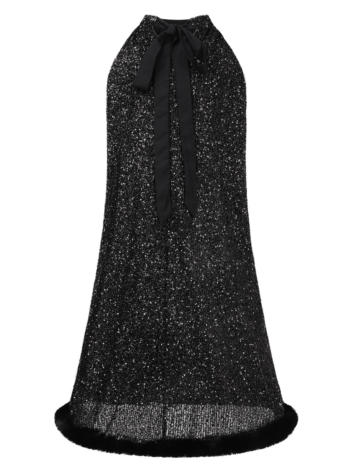 1950s Solid Sequined Raw Edge Dress - Image 8