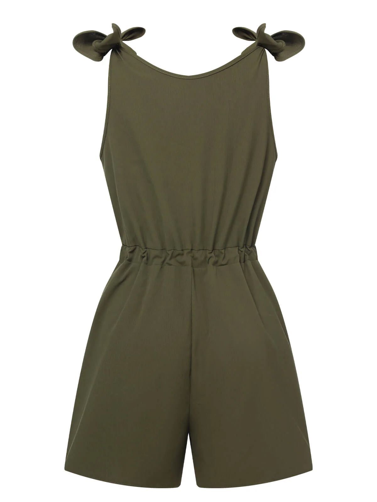 1950s Solid Shoulder Tie Sleeveless Romper - Image 3
