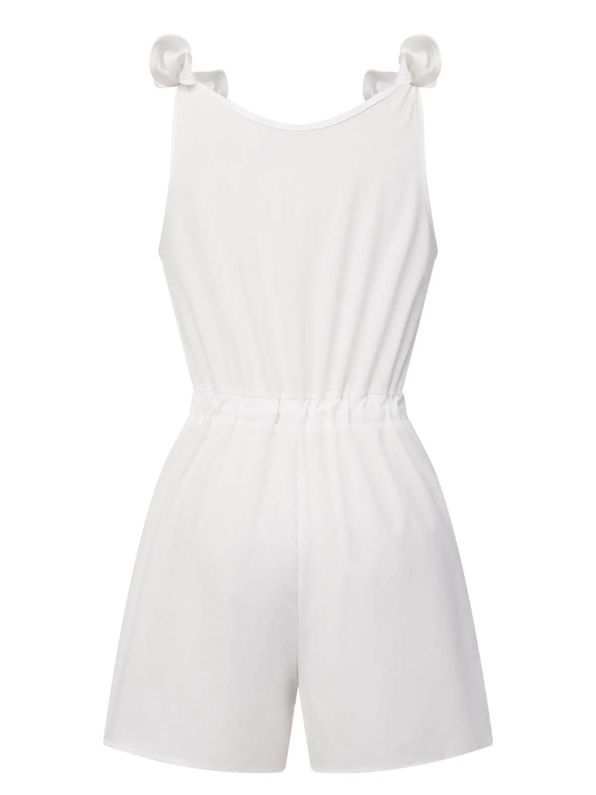 1950s Solid Shoulder Tie Sleeveless Romper - Image 8