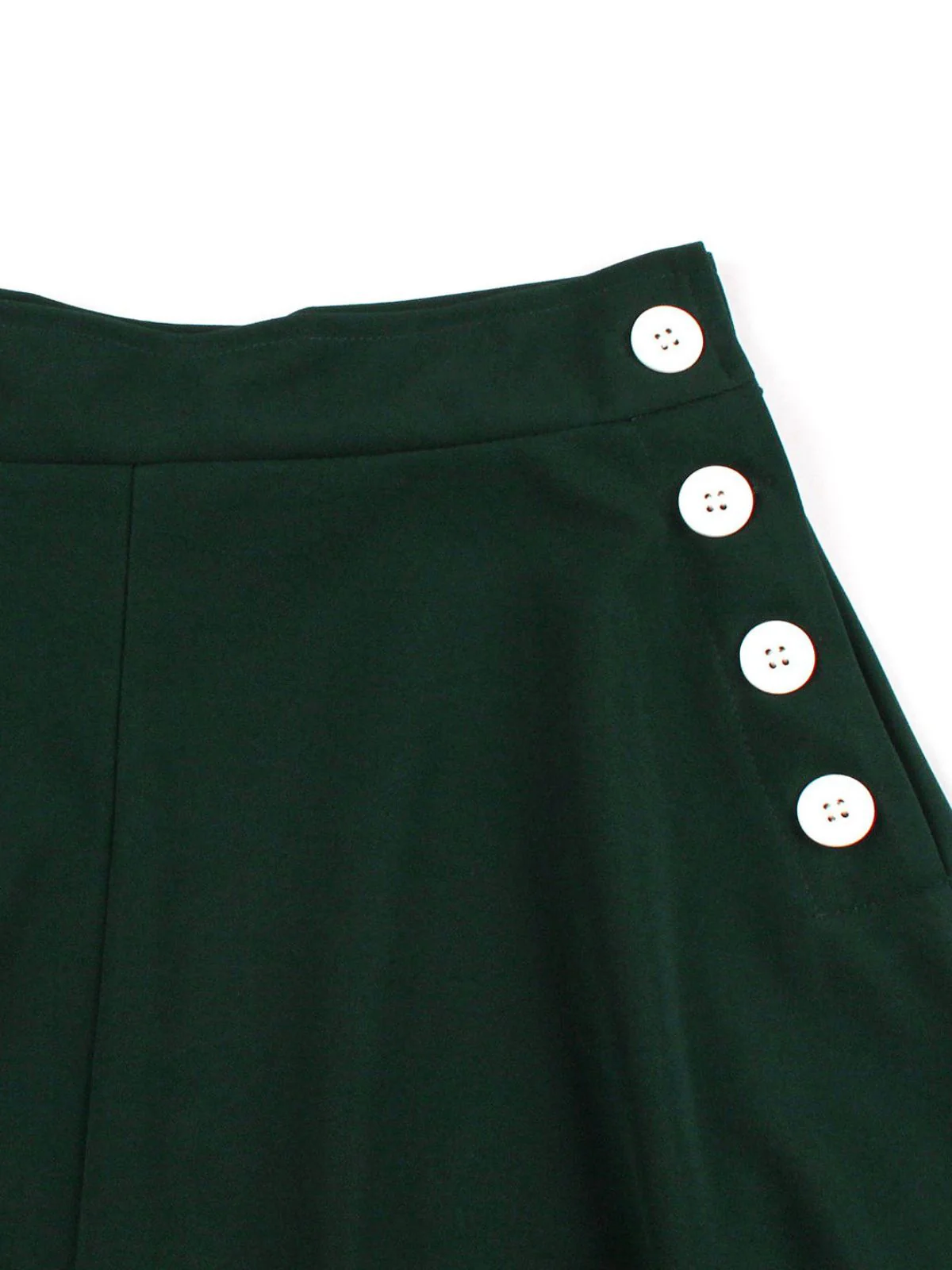 1950s Solid Side Buttons Pocket Skirt - Image 3