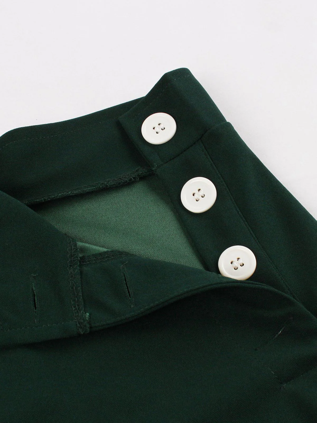 1950s Solid Side Buttons Pocket Skirt - Image 4