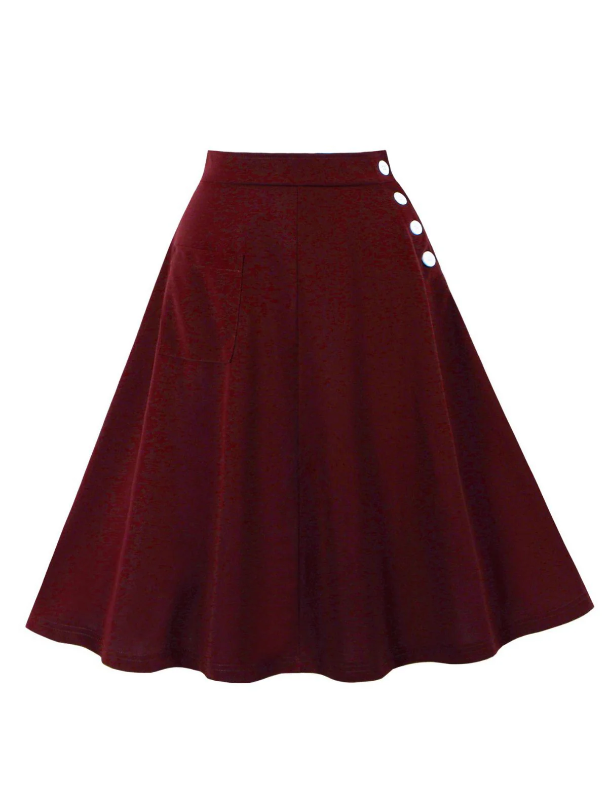 1950s Solid Side Buttons Pocket Skirt - Image 6