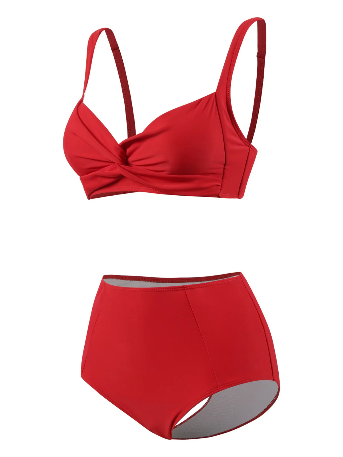 1950s Solid Spaghetti Straps Twist Bikini Set - Image 10