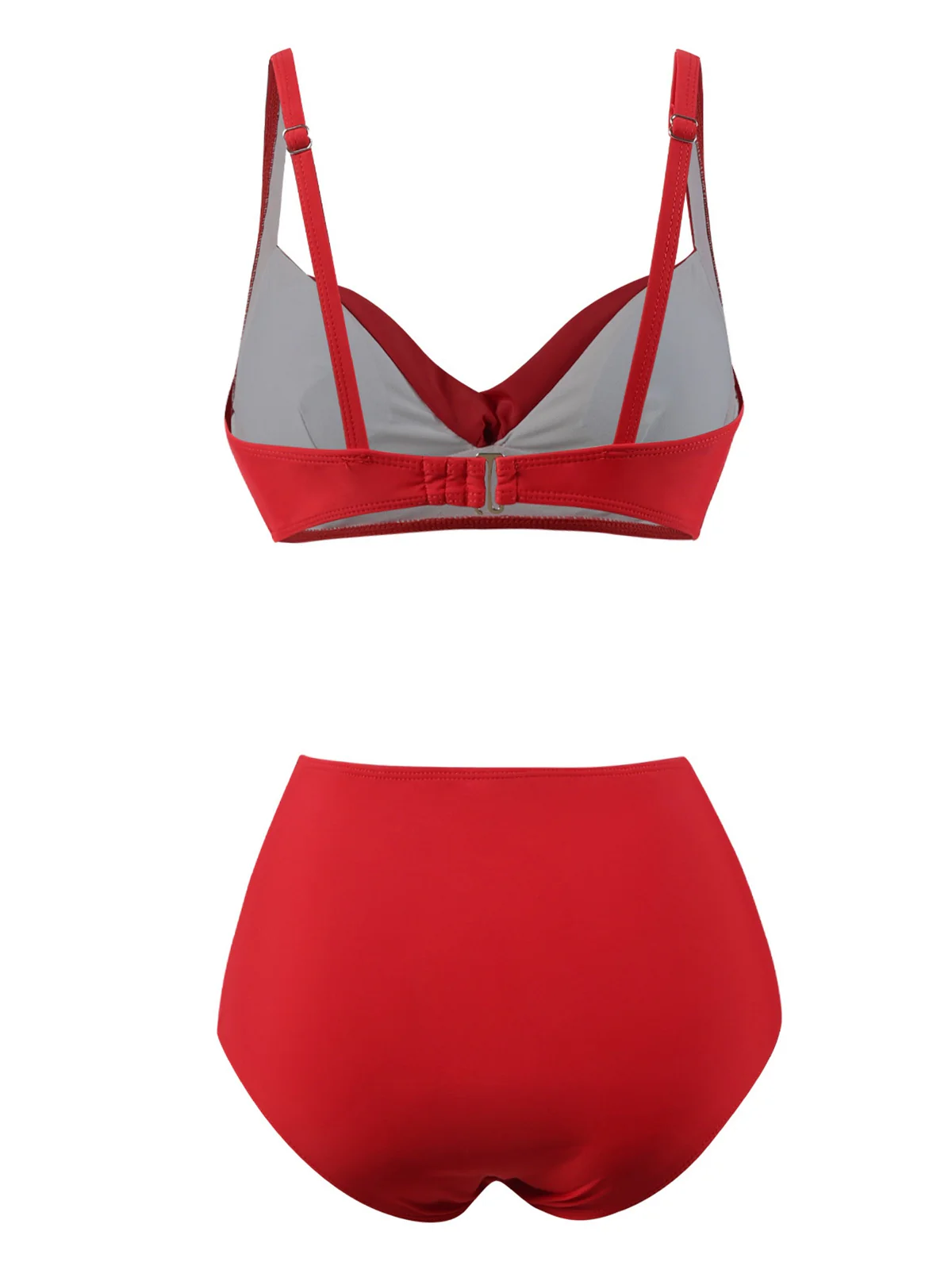 1950s Solid Spaghetti Straps Twist Bikini Set - Image 11