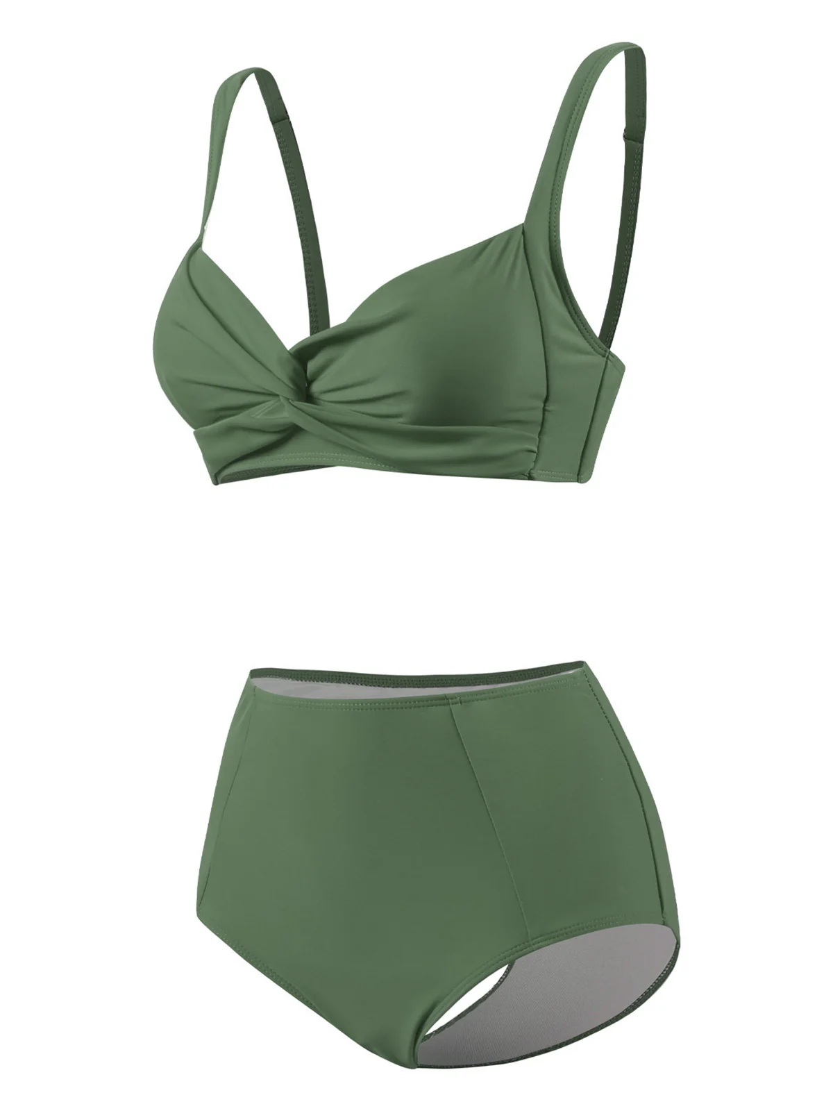 1950s Solid Spaghetti Straps Twist Bikini Set - Image 6