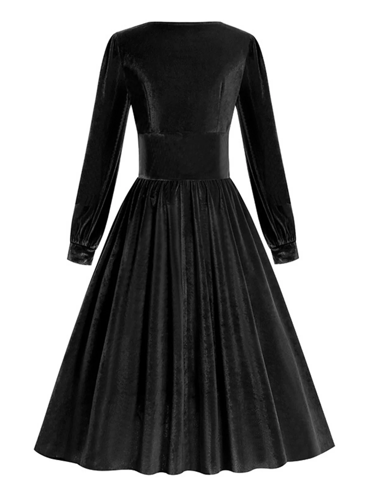 1950s Solid Square Neck Velvet Dress - Image 15