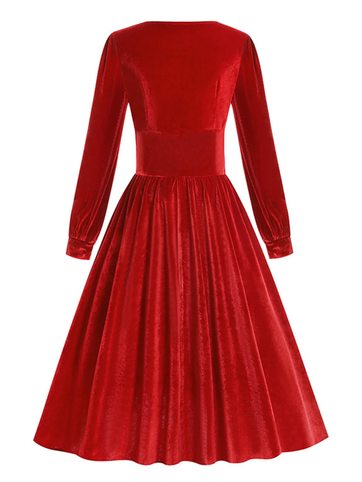 1950s Solid Square Neck Velvet Dress - Image 3