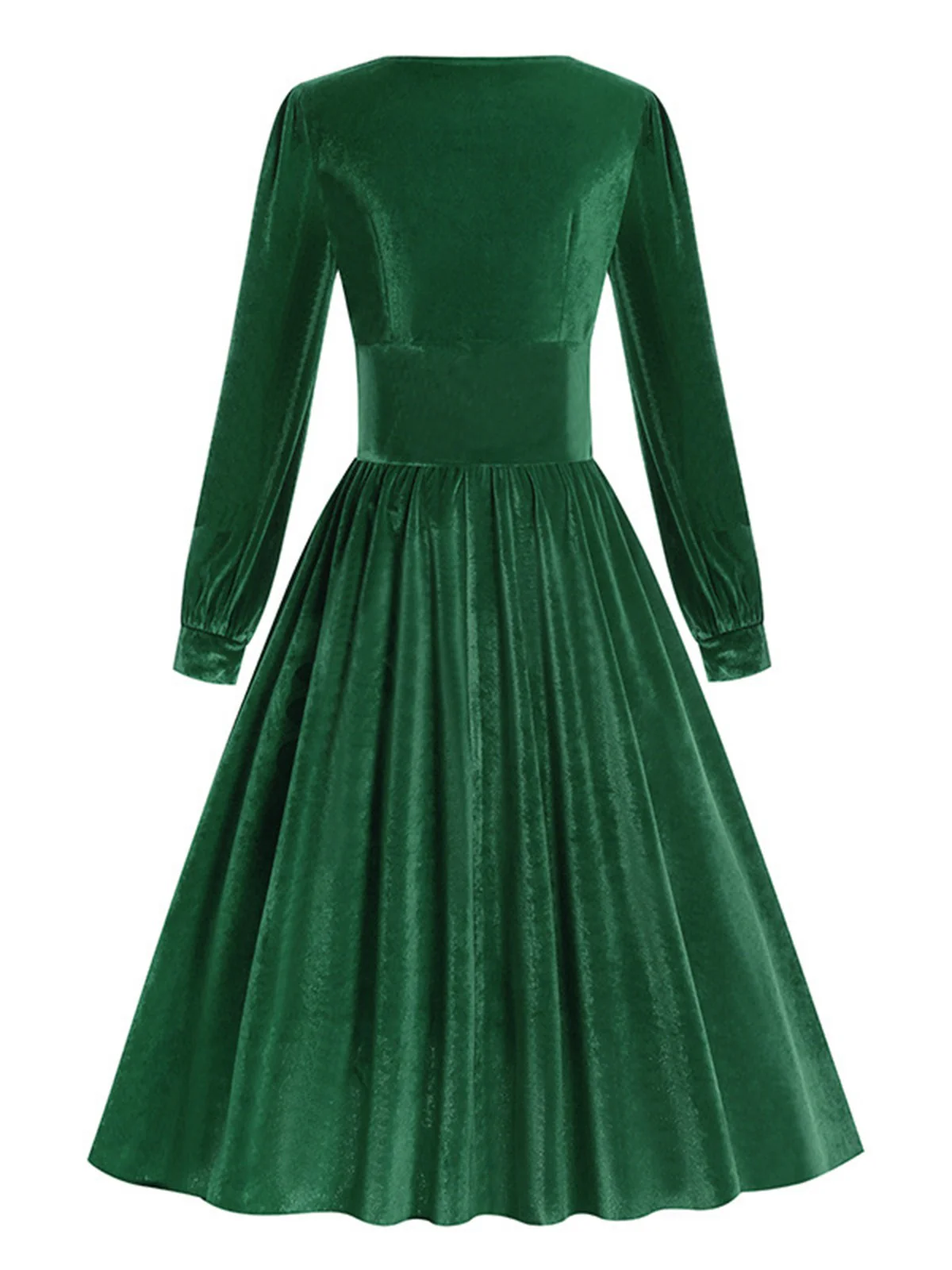 1950s Solid Square Neck Velvet Dress - Image 8