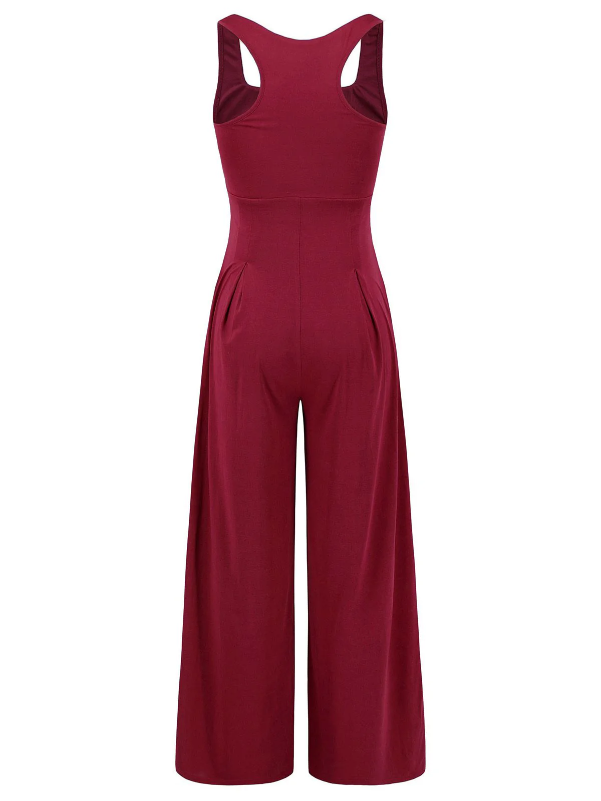 1950s Solid Square Neck Wide Strap Jumpsuit - Image 2