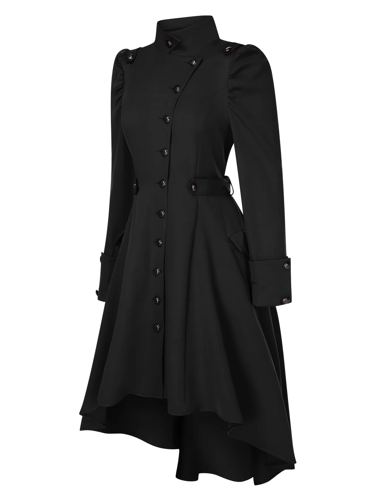 1950s Solid Stand Collar Button Coat - Image 3