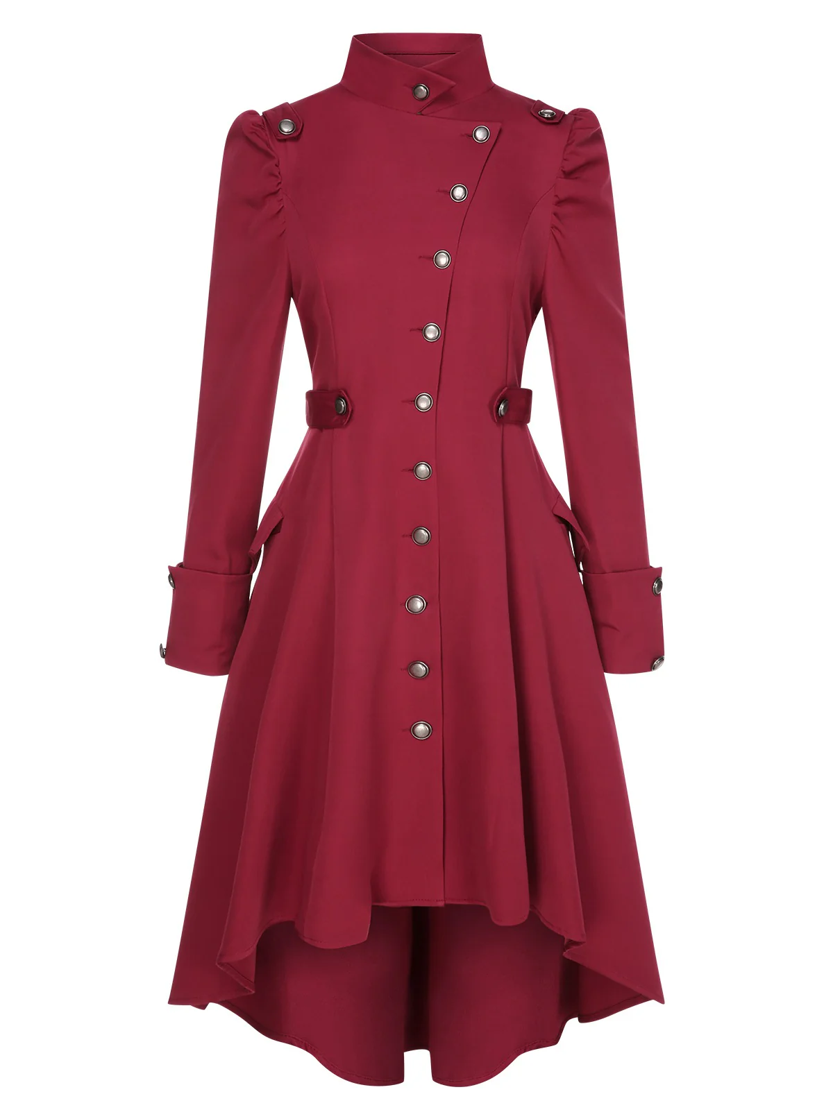 1950s Solid Stand Collar Button Coat - Image 5