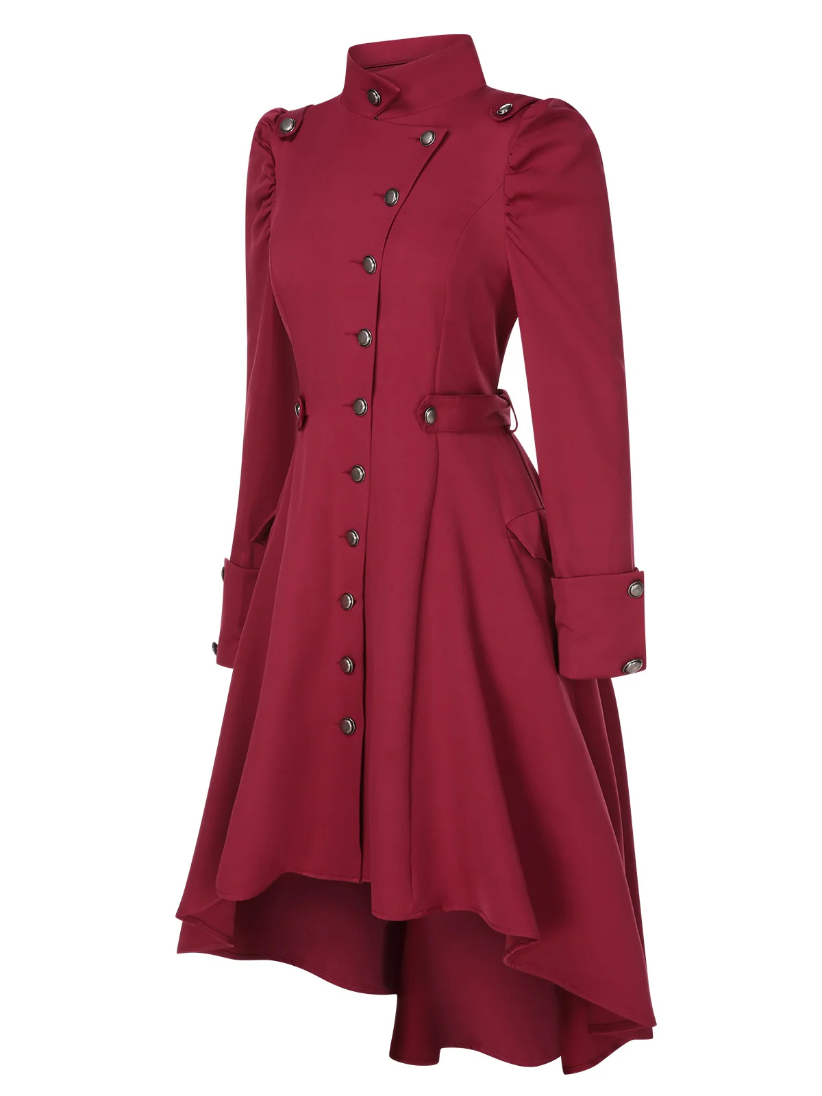 1950s Solid Stand Collar Button Coat - Image 7