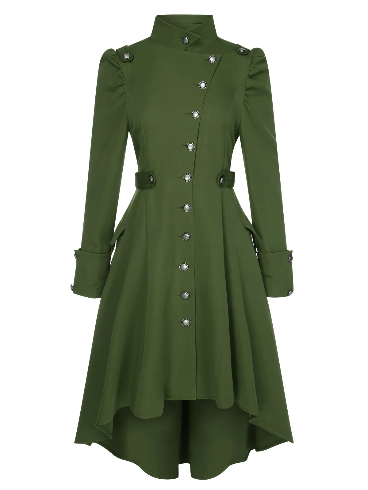 1950s Solid Stand Collar Button Coat - Image 9