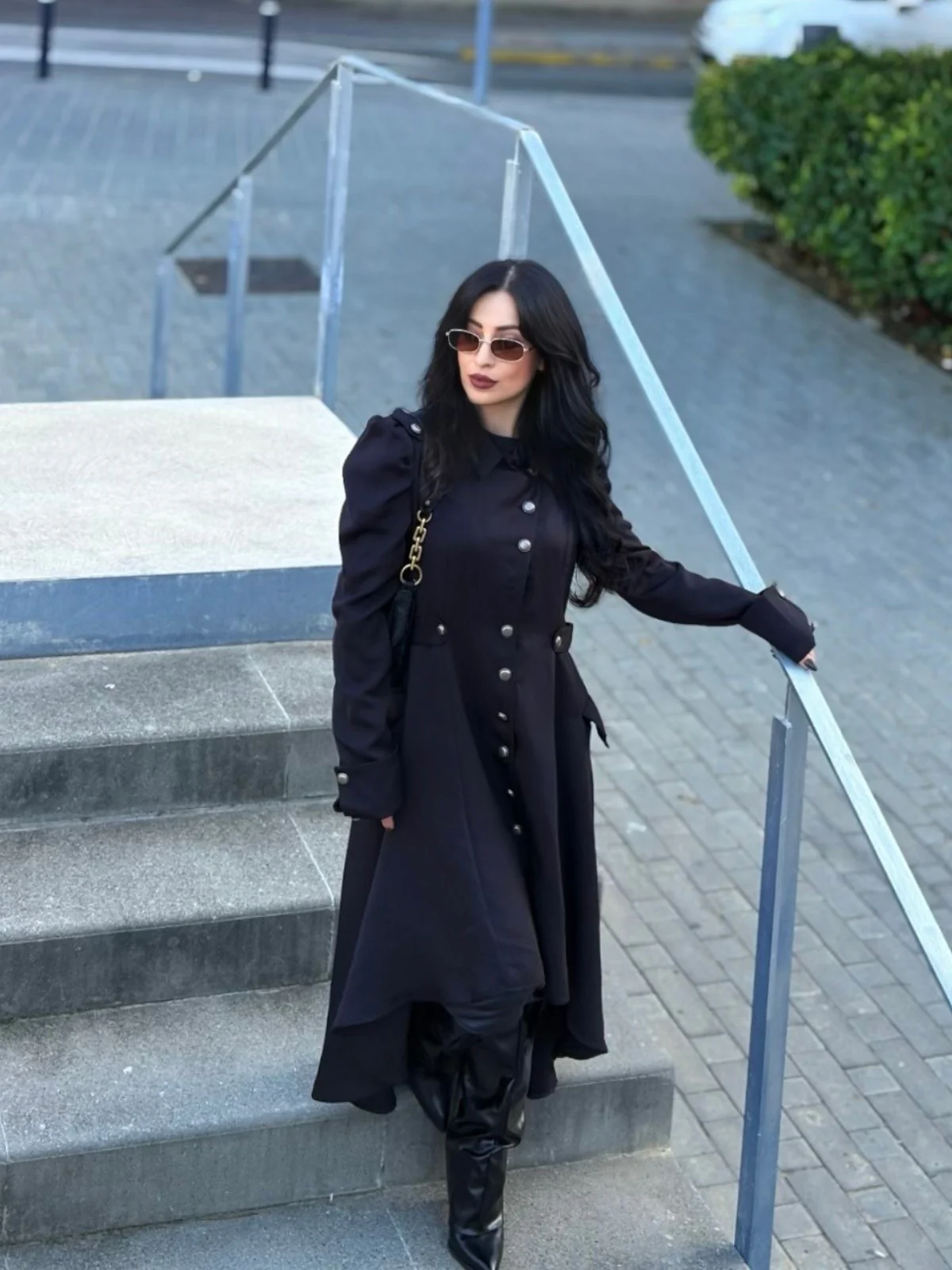 1950s Solid Stand Collar Button Coat - Image 2