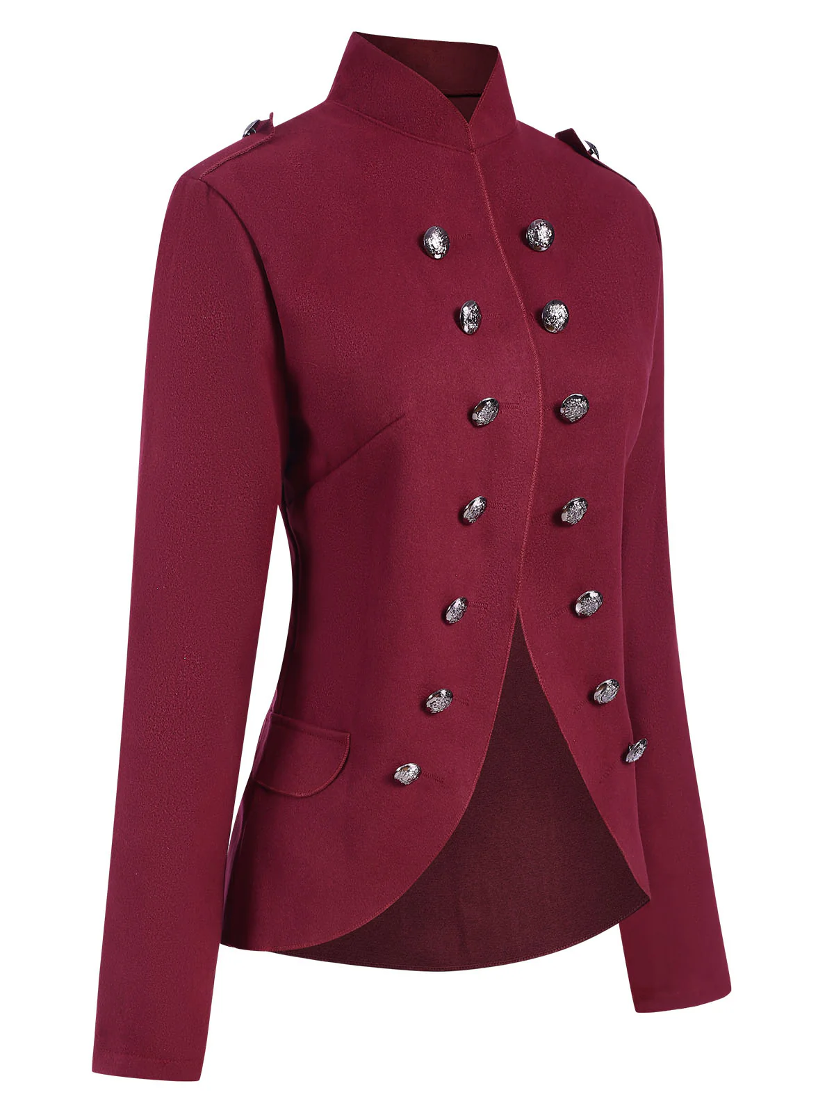 1950s Solid Stand Collar Double Breasted Coat - Image 2