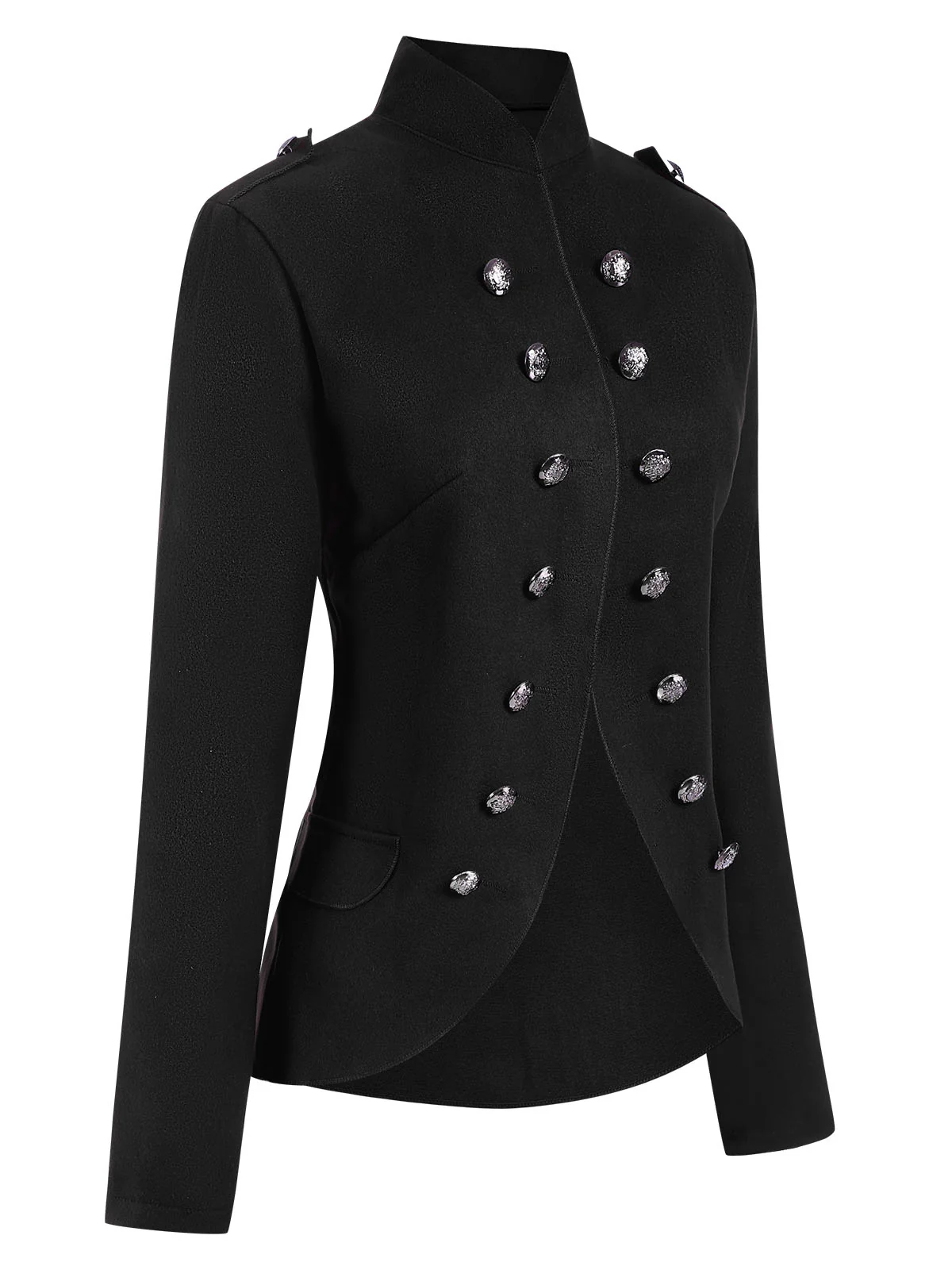 1950s Solid Stand Collar Double Breasted Coat - Image 7