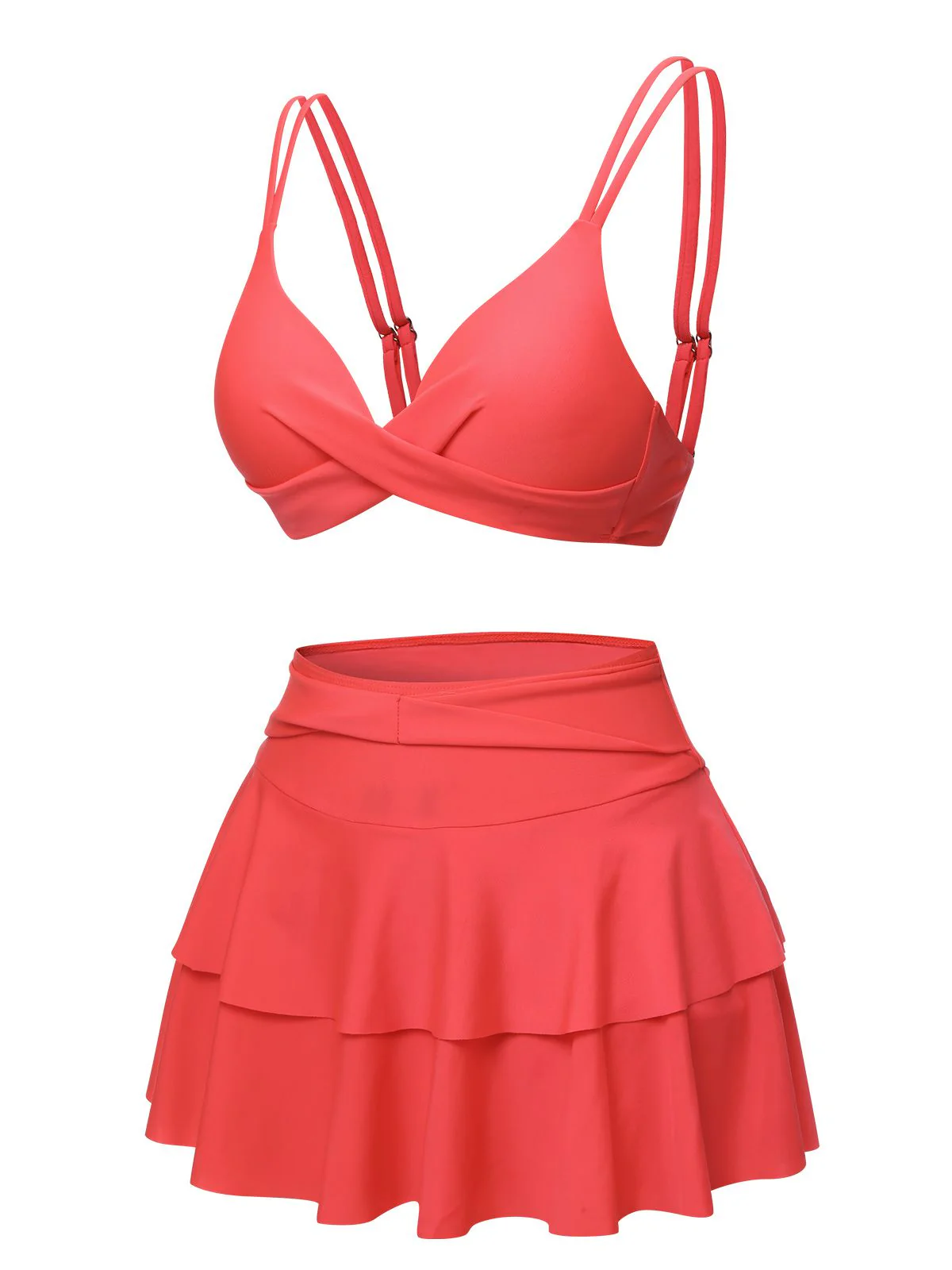 1950s Solid Suspender Skirt Swimsuit - Image 2