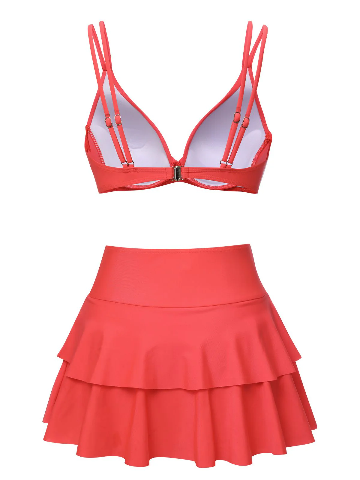 1950s Solid Suspender Skirt Swimsuit - Image 3