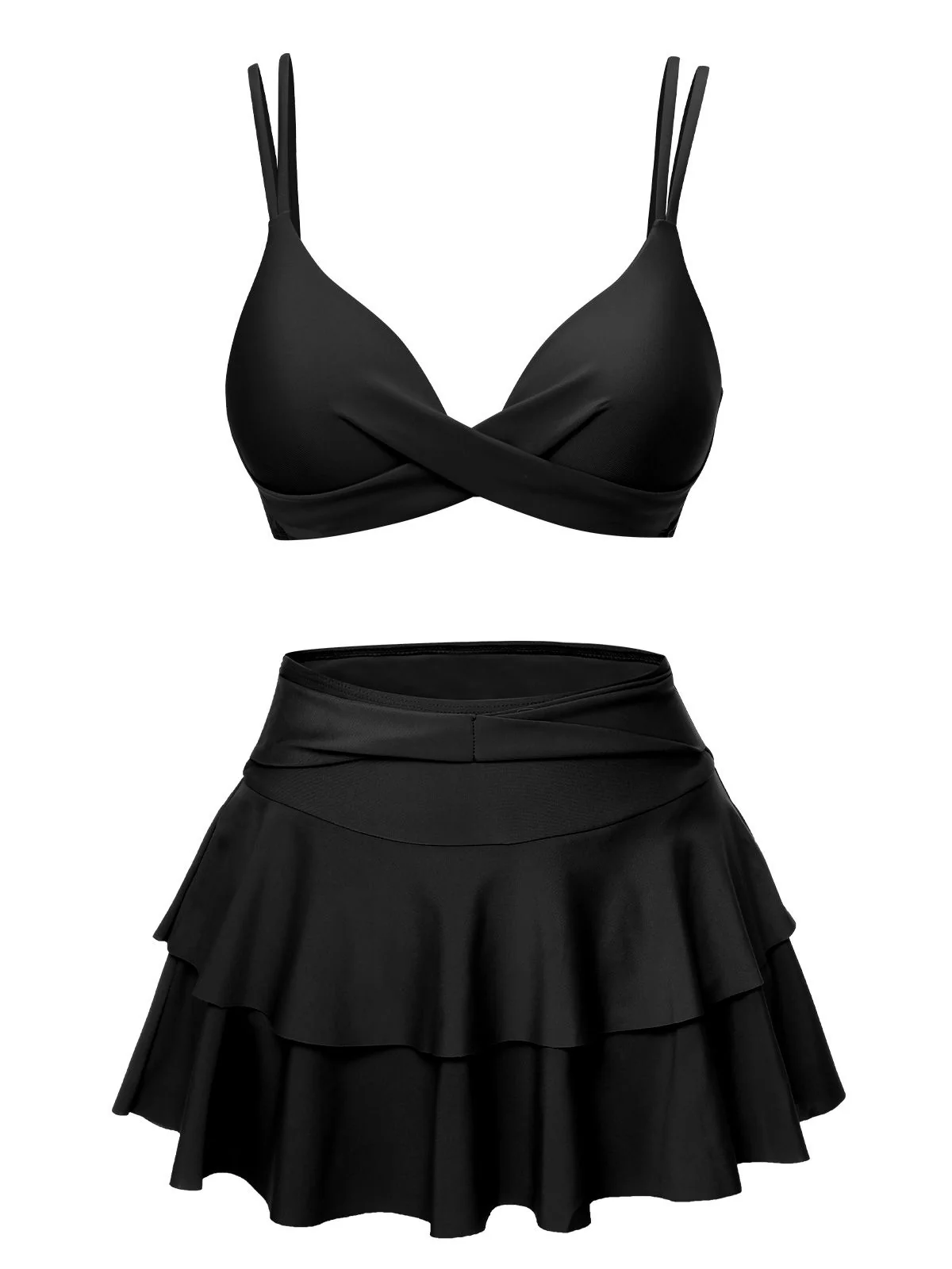 1950s Solid Suspender Skirt Swimsuit - Image 5
