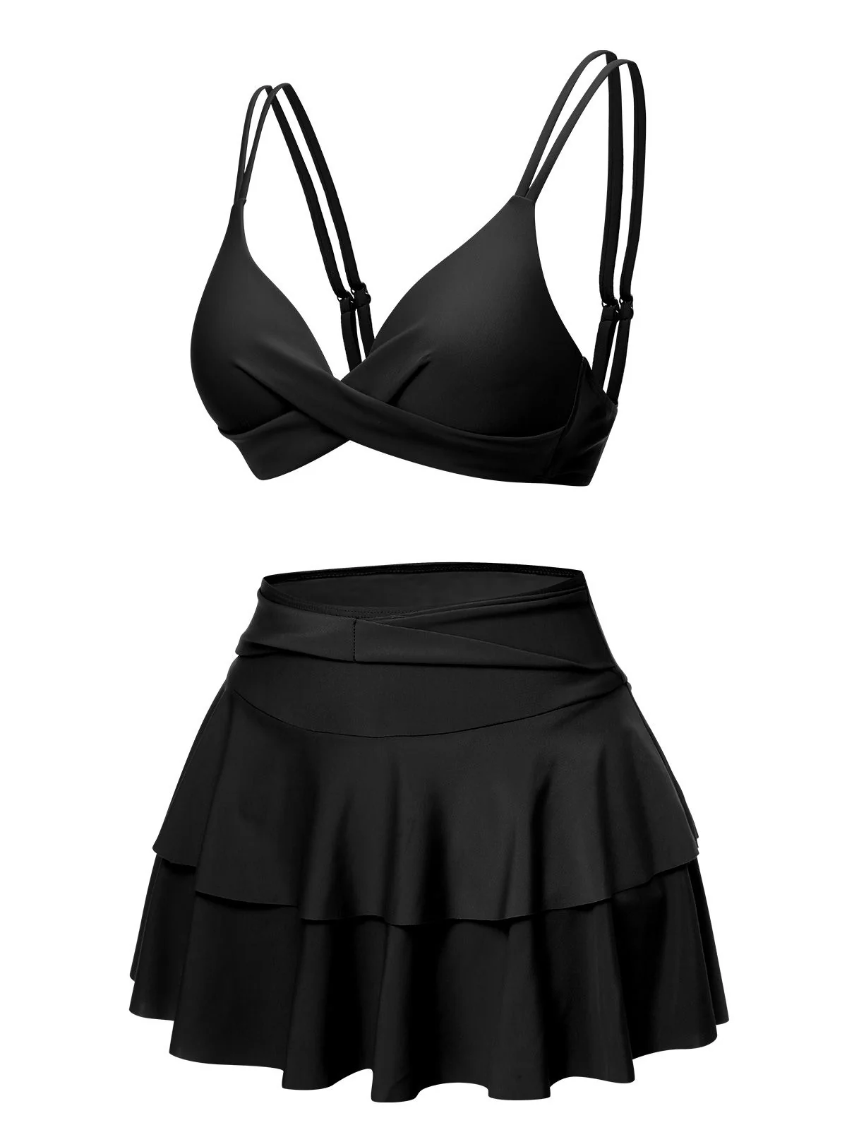 1950s Solid Suspender Skirt Swimsuit - Image 6