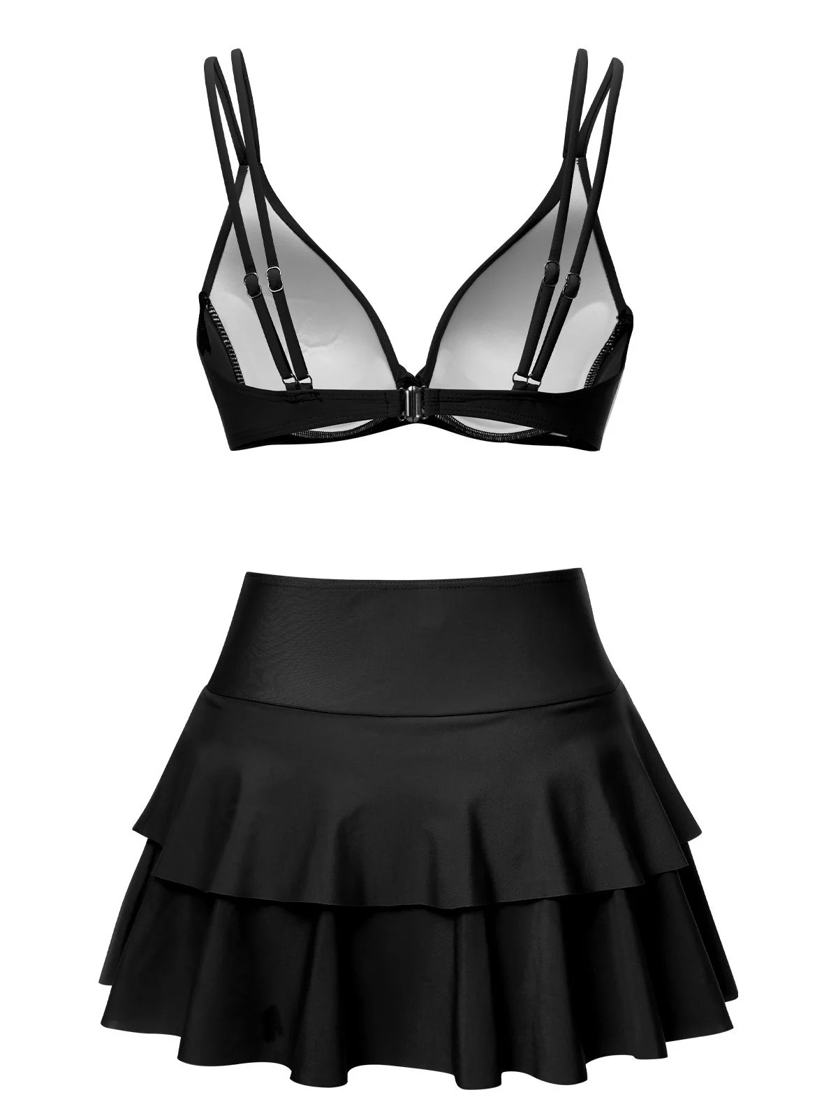 1950s Solid Suspender Skirt Swimsuit - Image 7