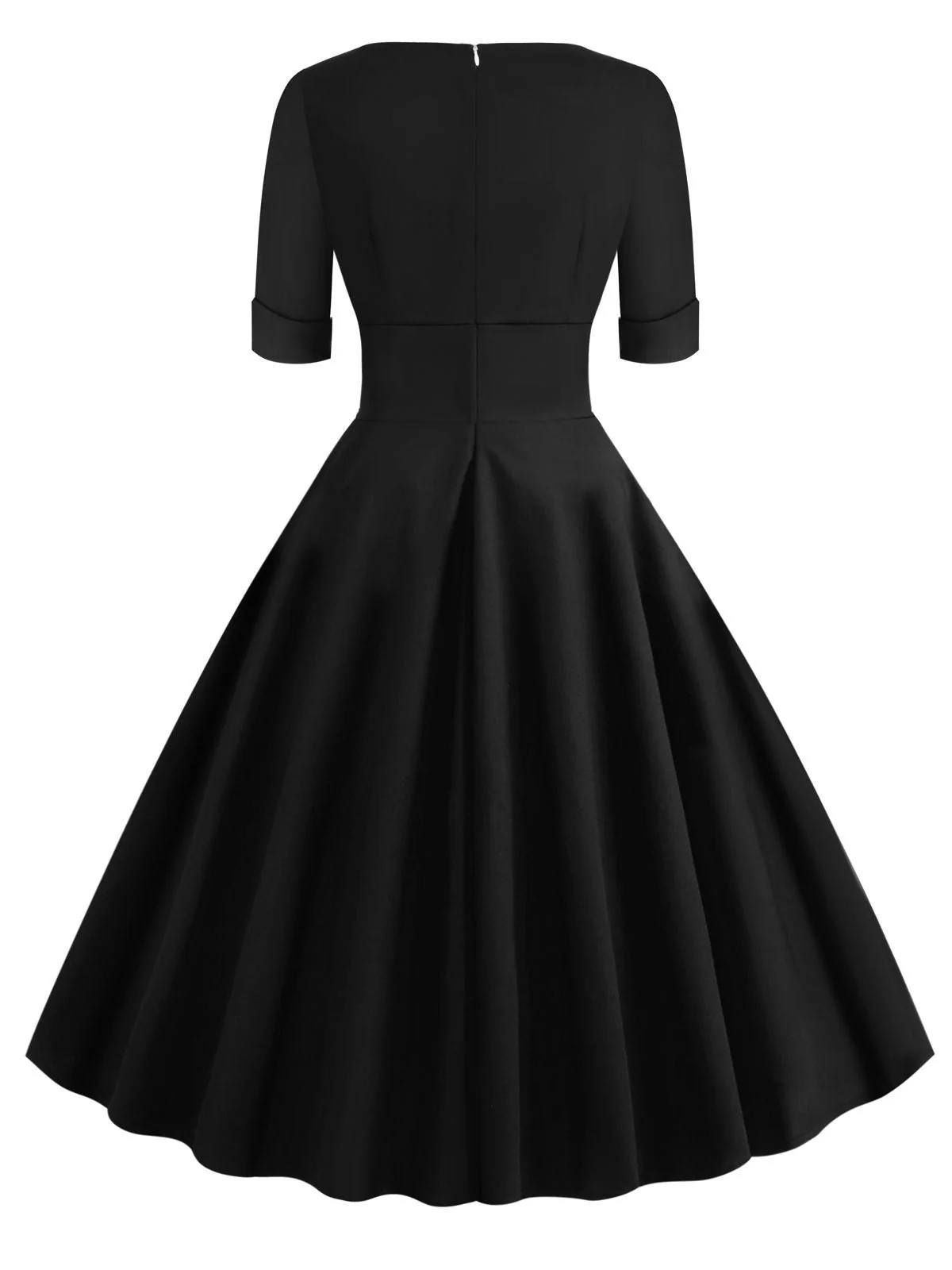 1950s Solid Sweetheart Fold Swing Dress - Image 10