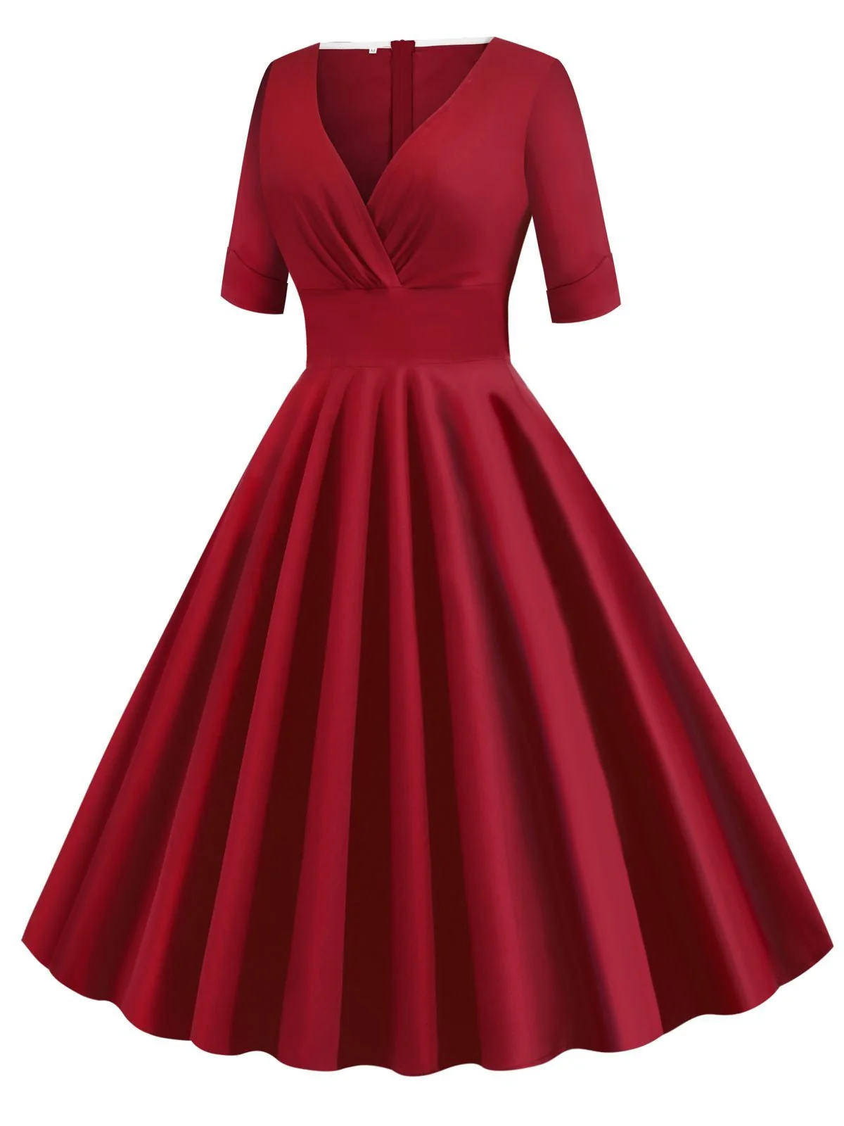 1950s Solid Sweetheart Fold Swing Dress - Image 15