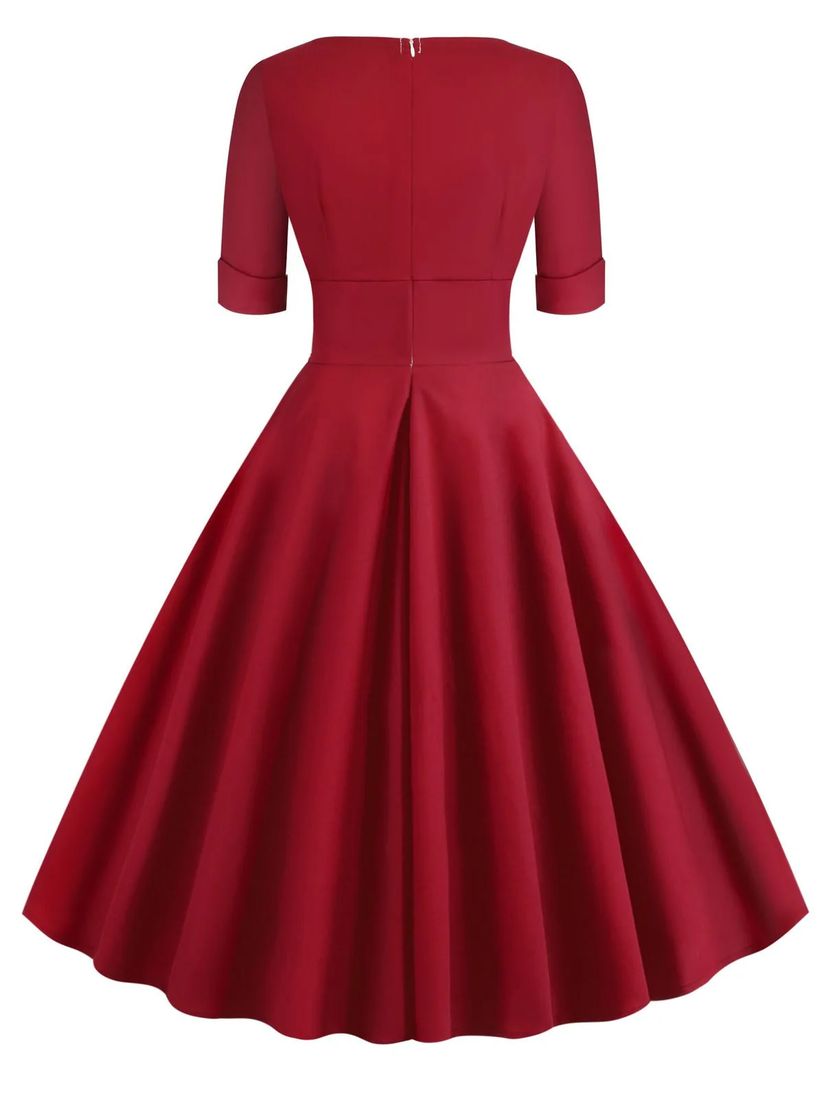 1950s Solid Sweetheart Fold Swing Dress - Image 10
