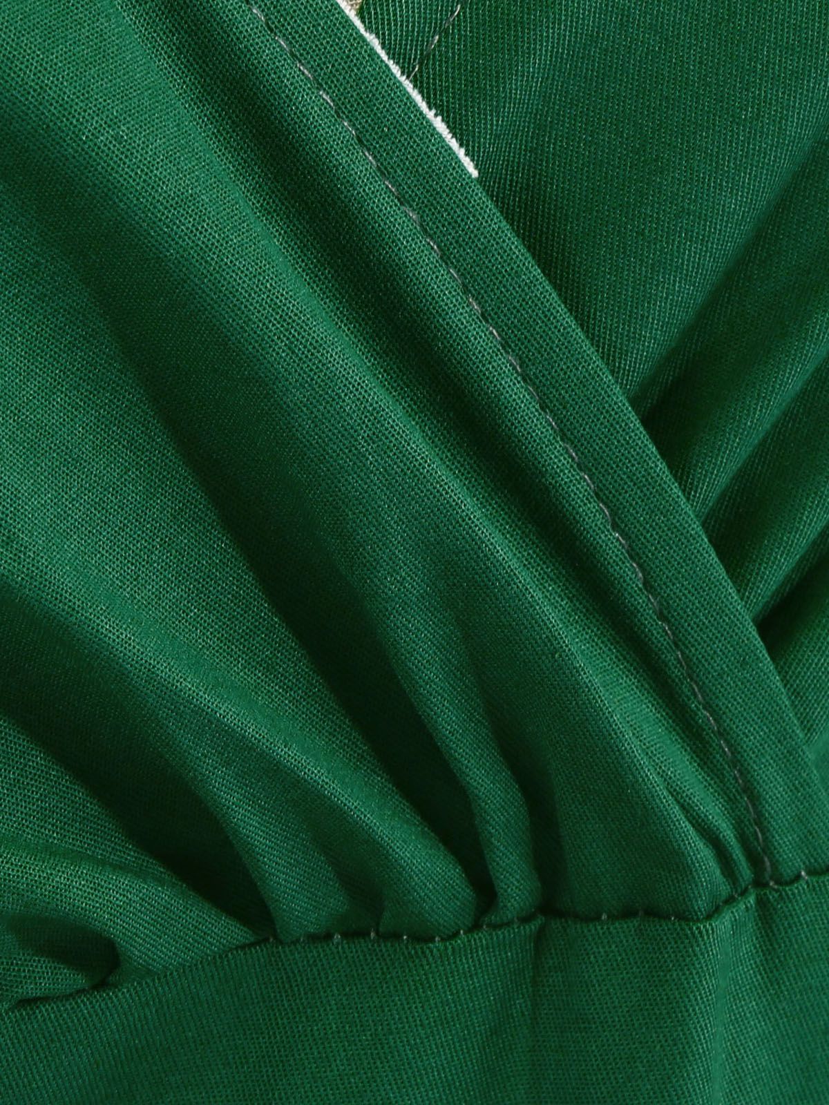 1950s Solid Sweetheart Fold Swing Dress - Image 4