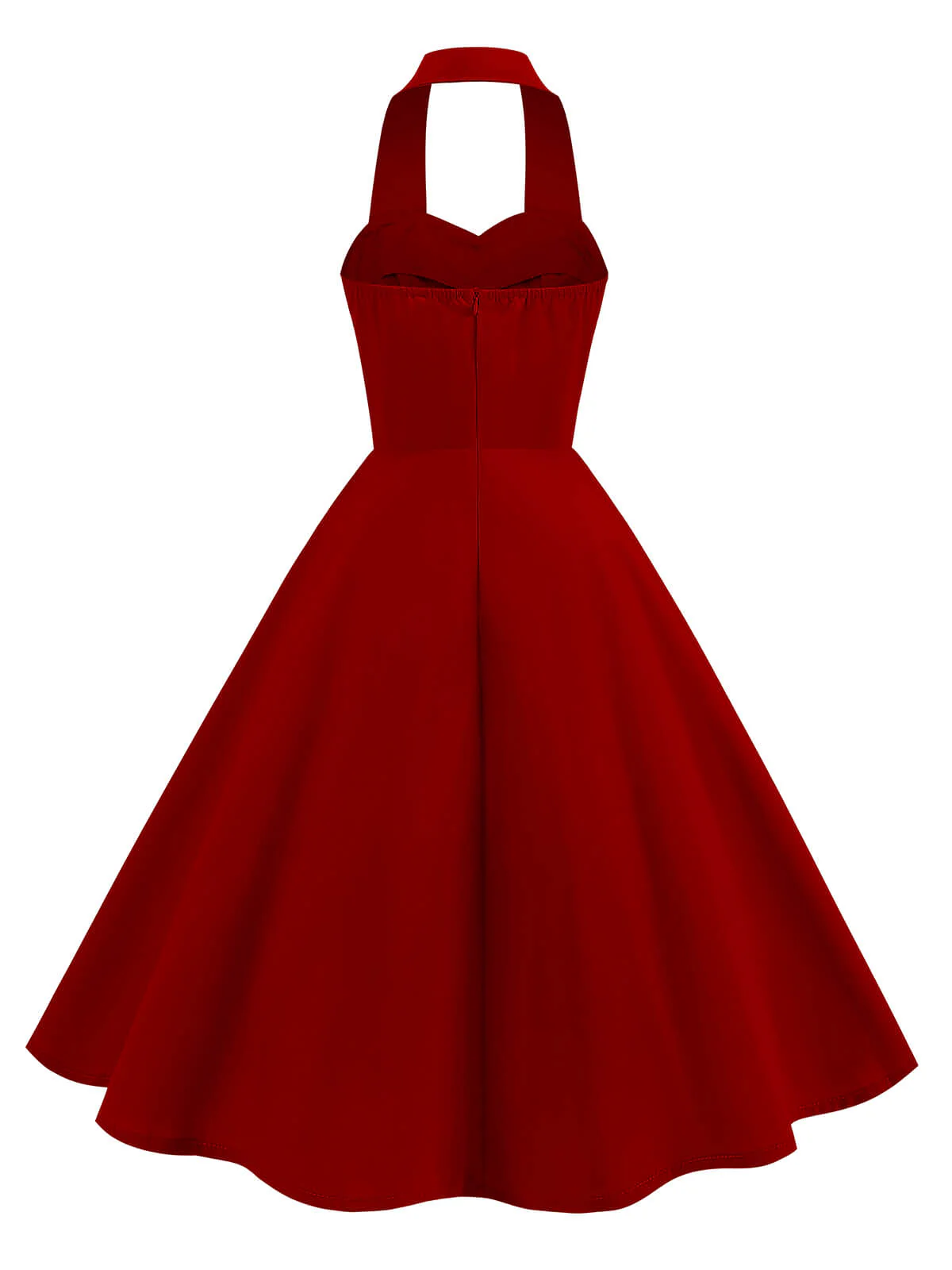 1950s Solid Sweetheart Neck Halter Dress - Image 2