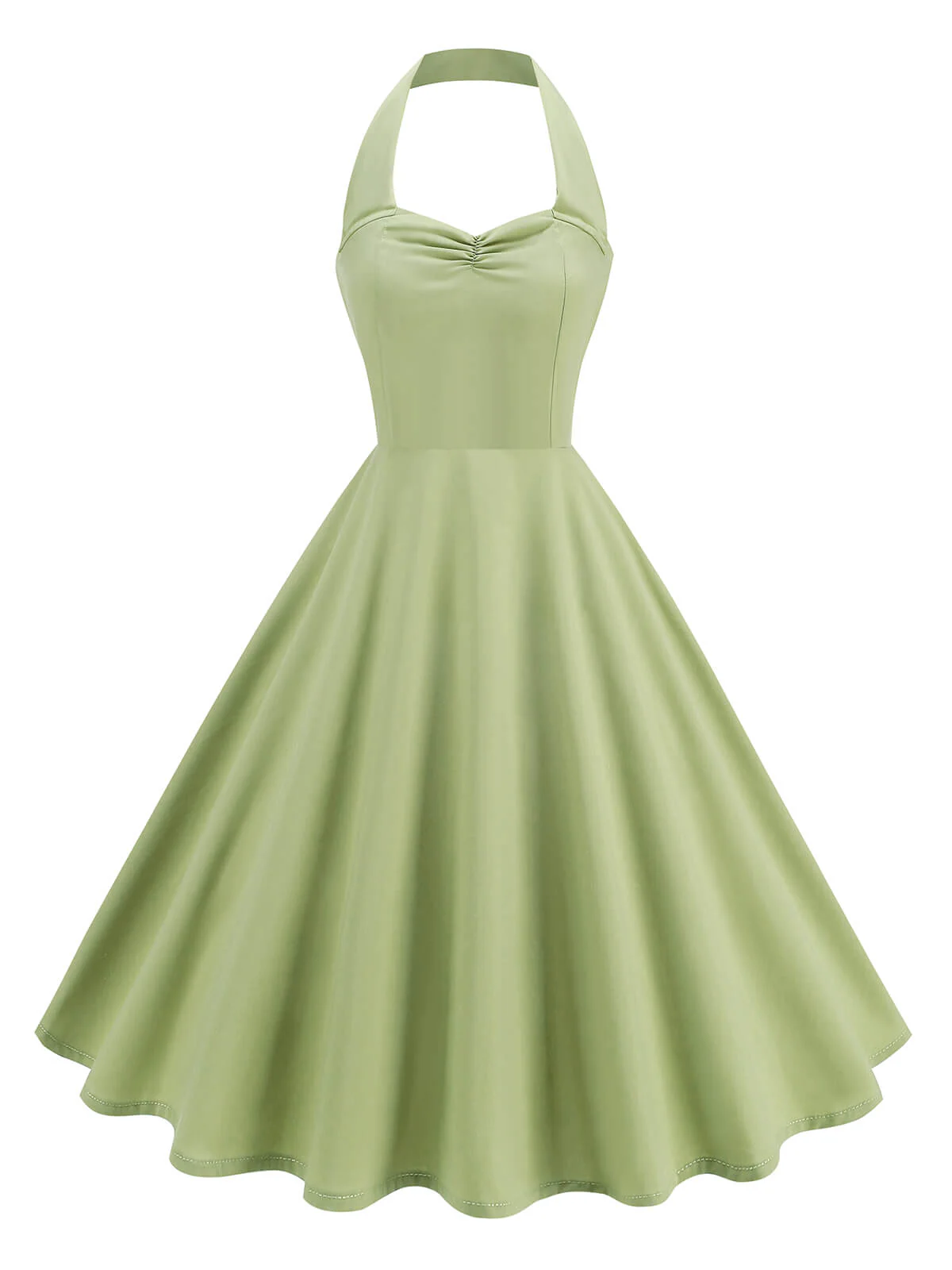 1950s Solid Sweetheart Neck Halter Dress - Image 3