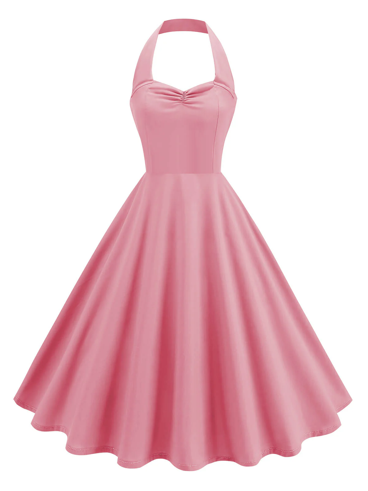 1950s Solid Sweetheart Neck Halter Dress - Image 6