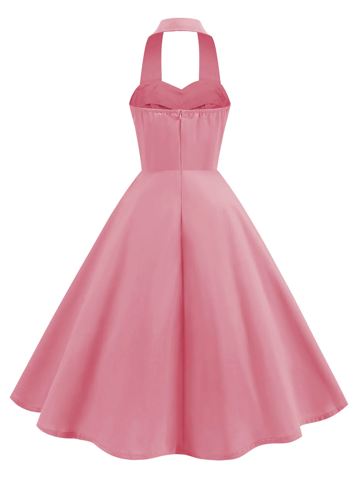 1950s Solid Sweetheart Neck Halter Dress - Image 7
