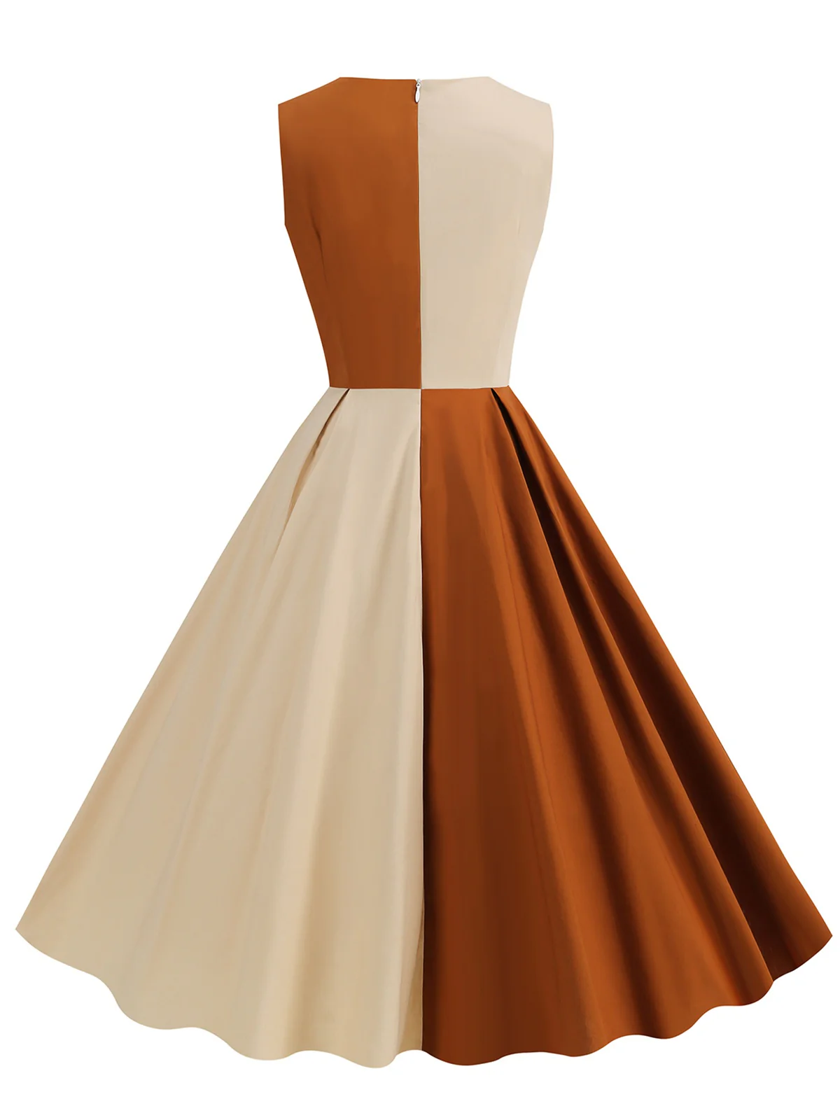 1950s Solid Sweetheart Neck Patchwork Dress - Image 2