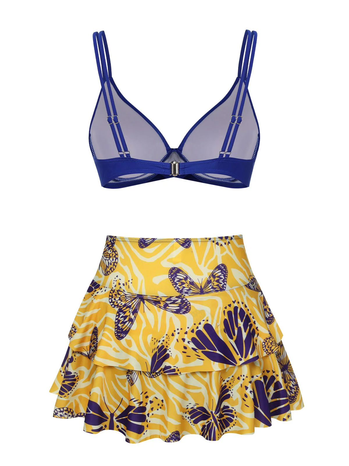 1950s Solid Top & Double Layer Printing Swimsuit - Image 6