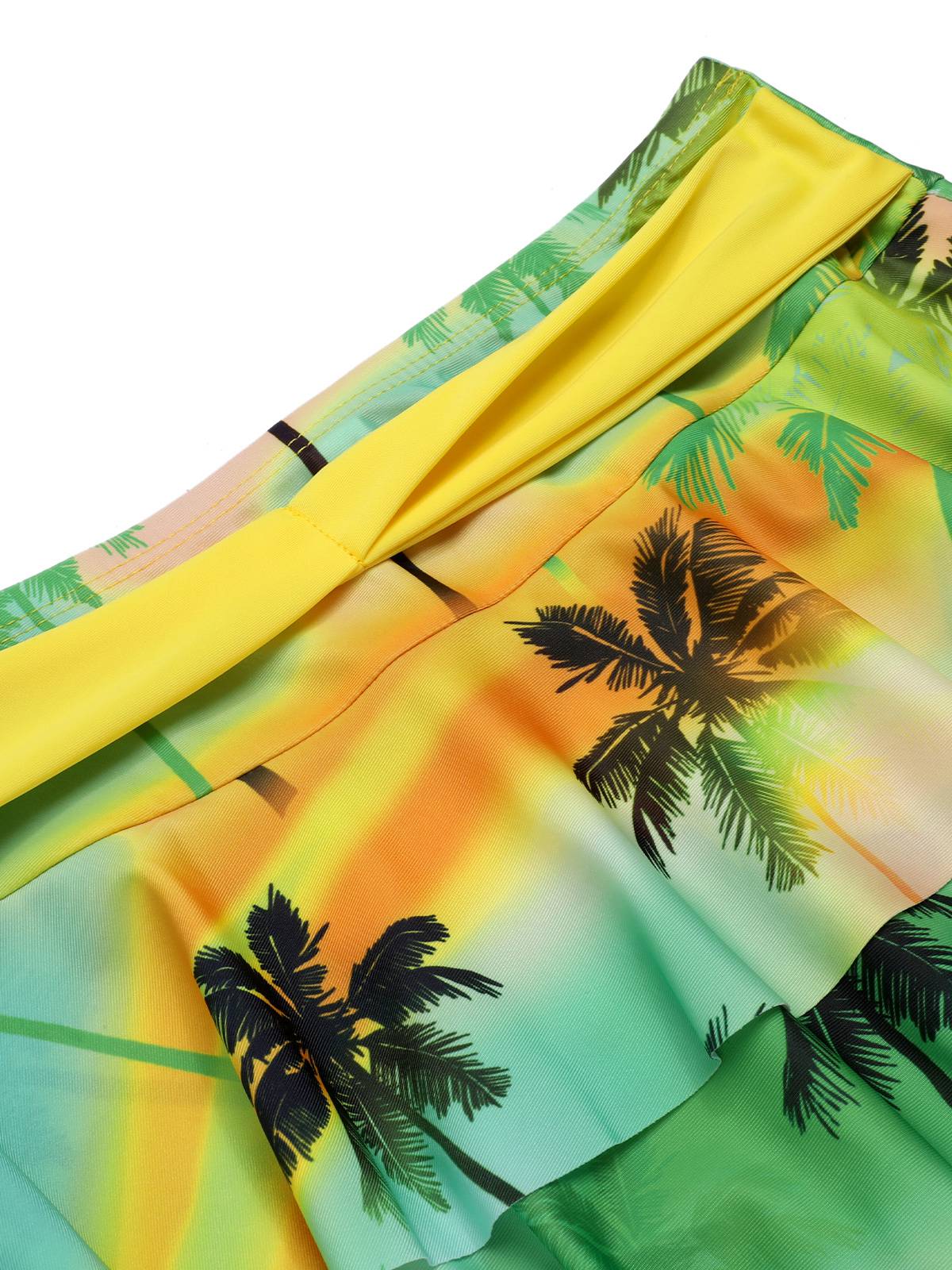 1950s Solid Top & Double Layer Printing Swimsuit - Image 7