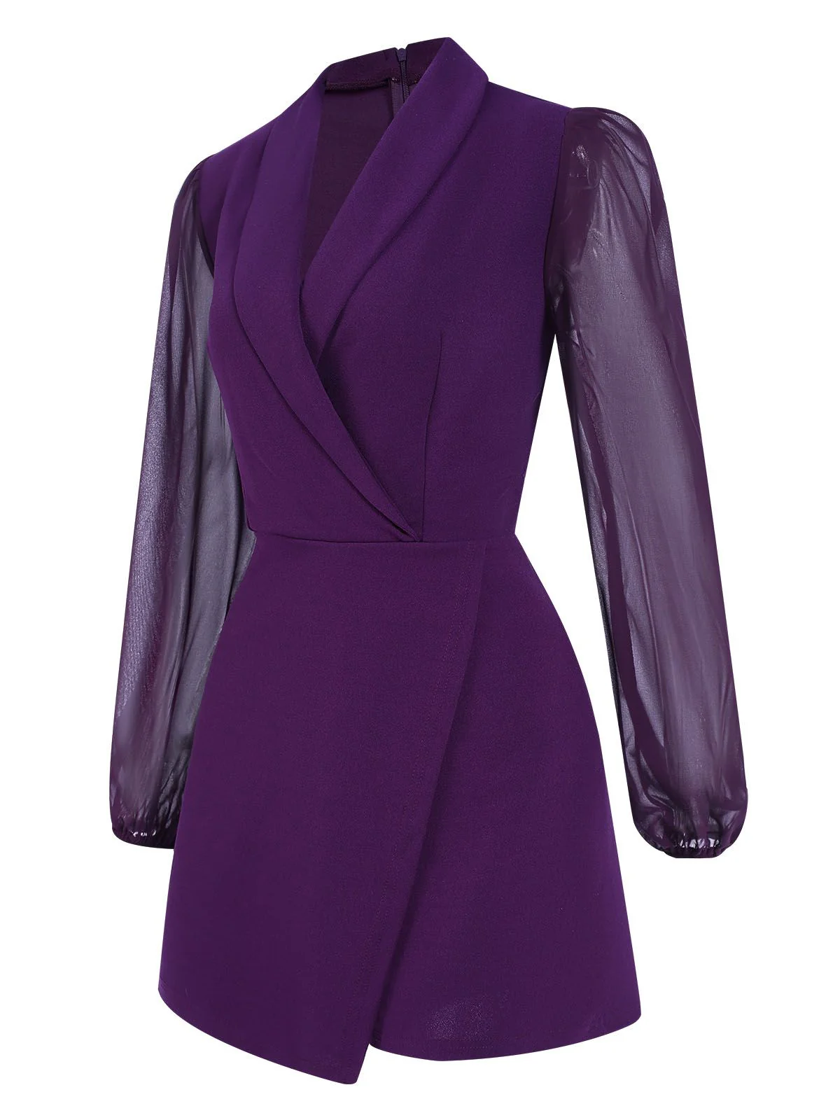 1950s Solid Translucent Sleeve Patchwork Romper - Image 3