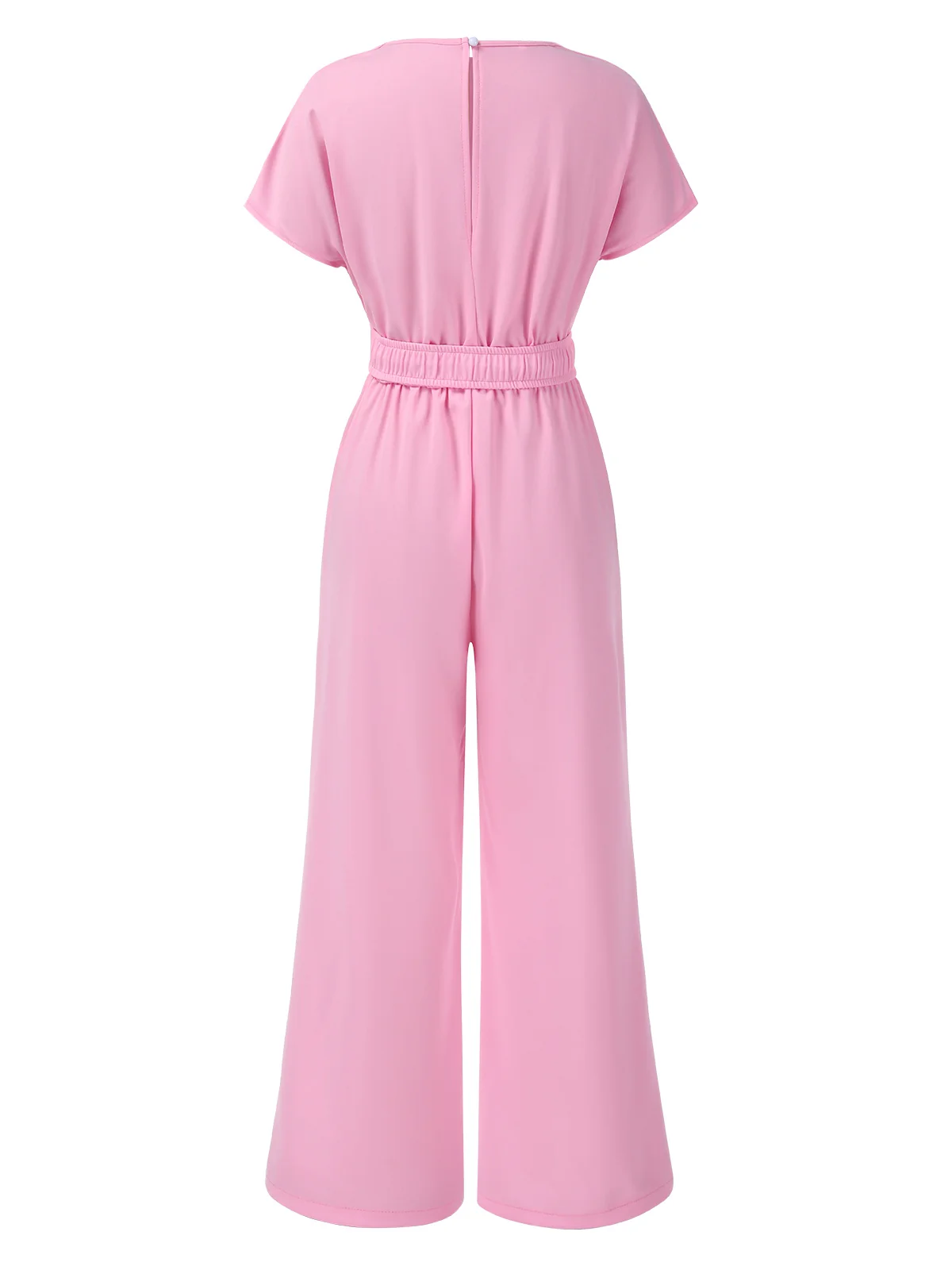 1950s Solid V-Neck Belted Jumpsuit - Image 2