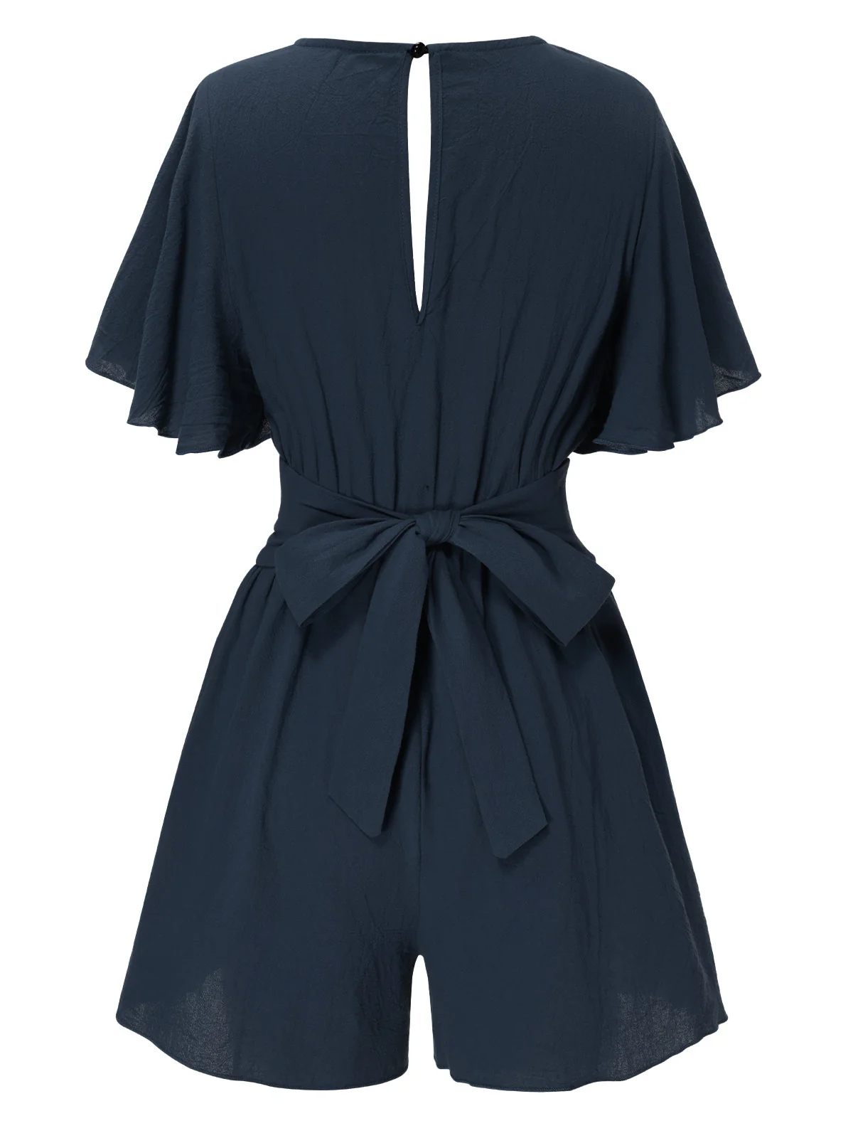 1950s Solid V-Neck Cotton Flounce Sleeve Romper - Image 17