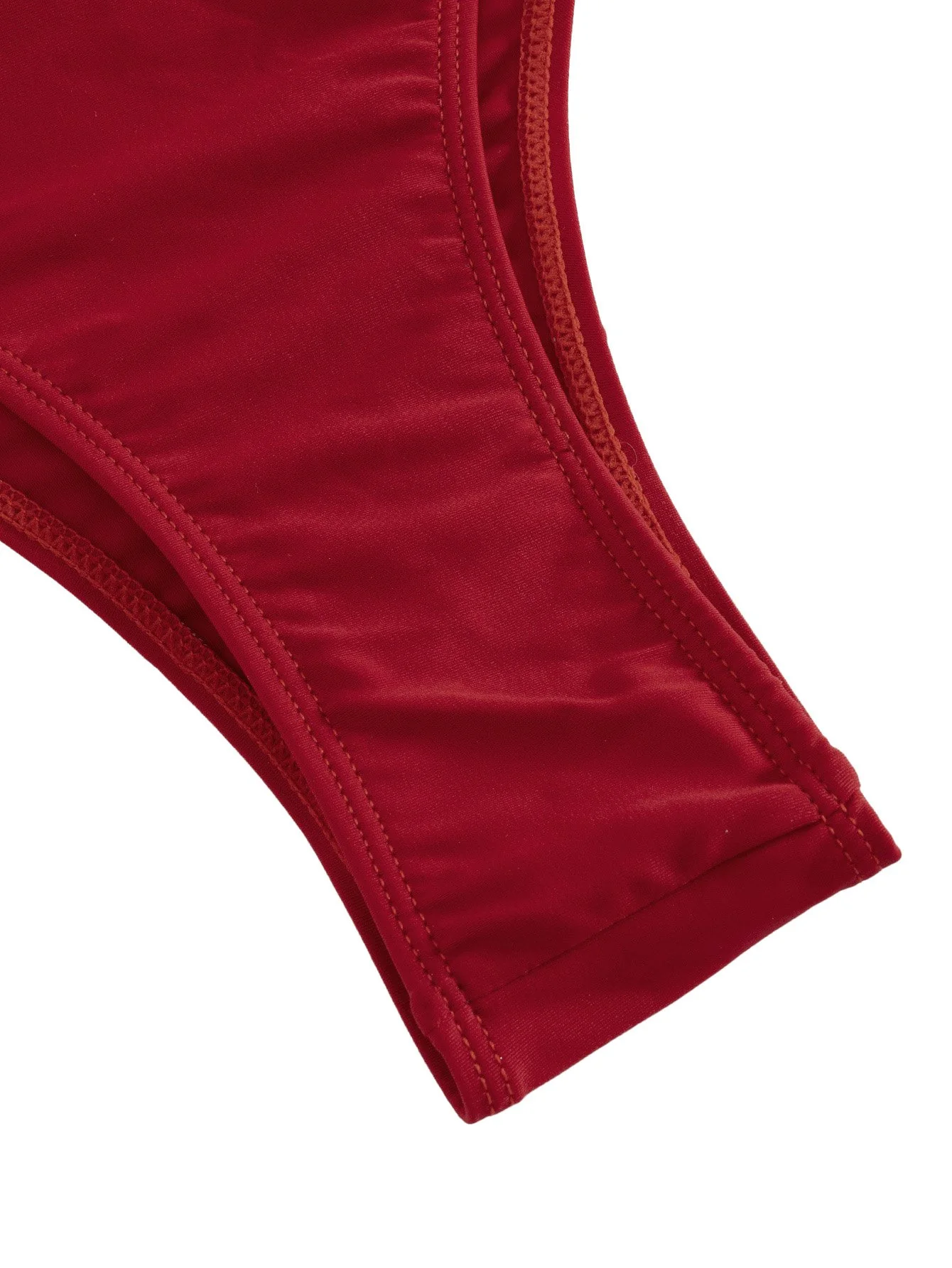 1950s Solid V-Neck Ruched One-Piece Swimsuit - Image 5