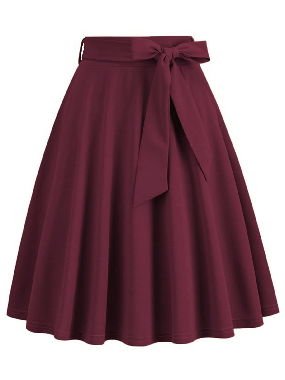 1950s Solid Waist Tie Swing Skirt - Image 3