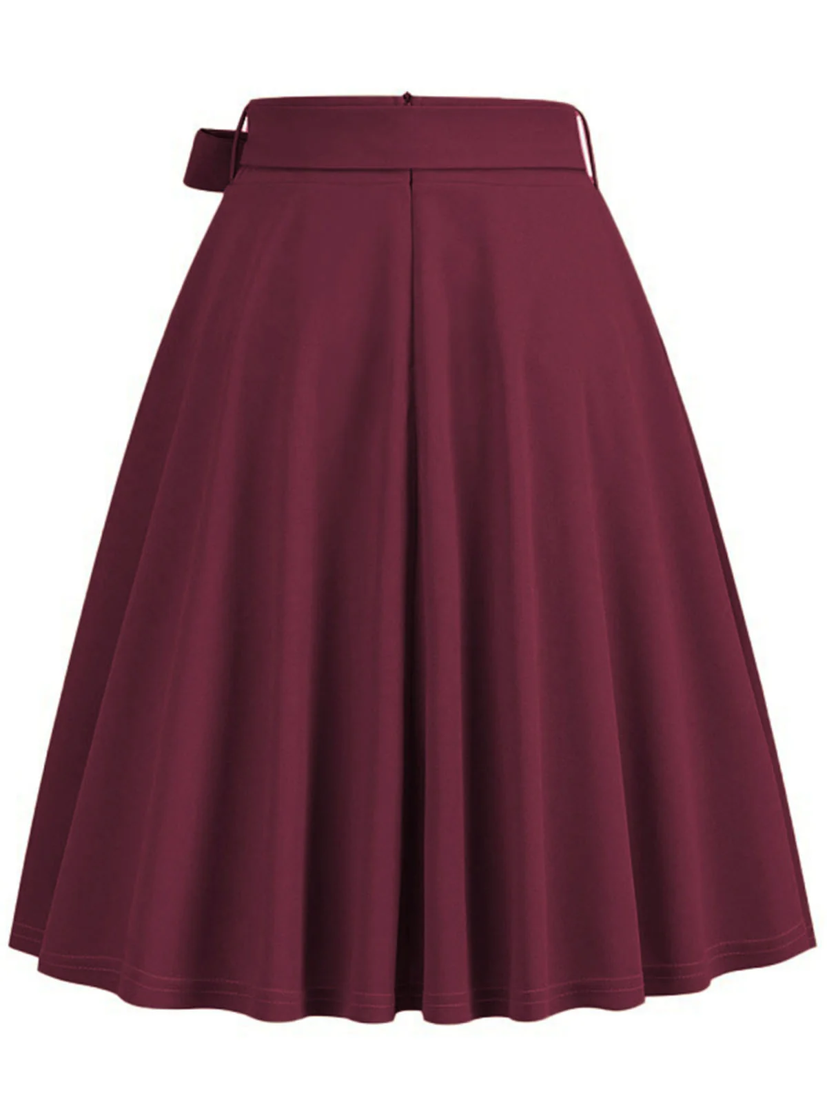 1950s Solid Waist Tie Swing Skirt - Image 4