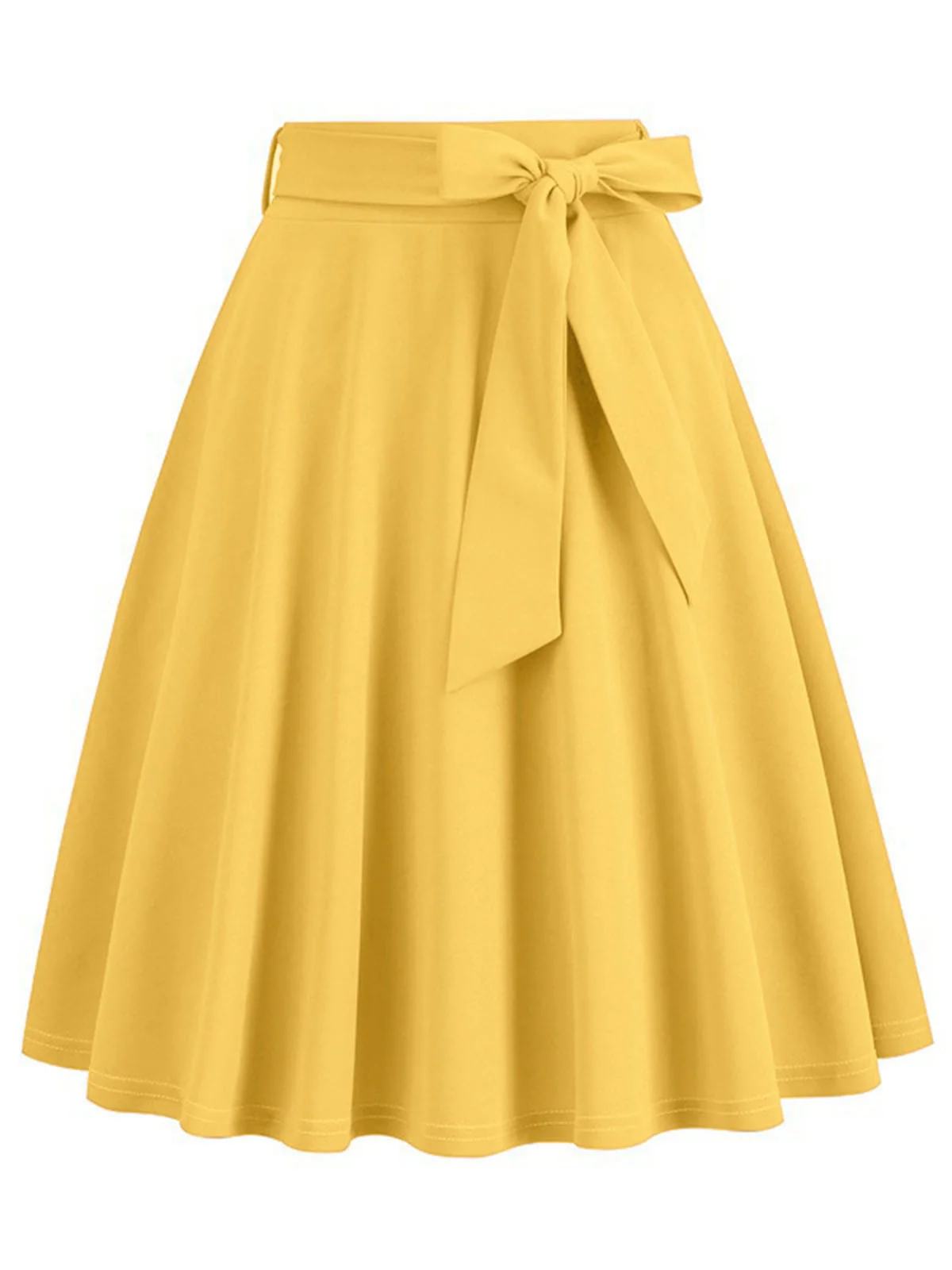 1950s Solid Waist Tie Swing Skirt - Image 5
