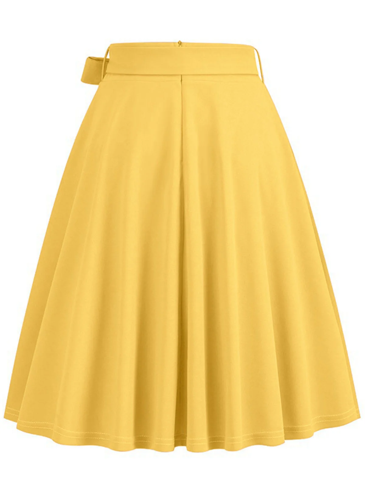 1950s Solid Waist Tie Swing Skirt - Image 6