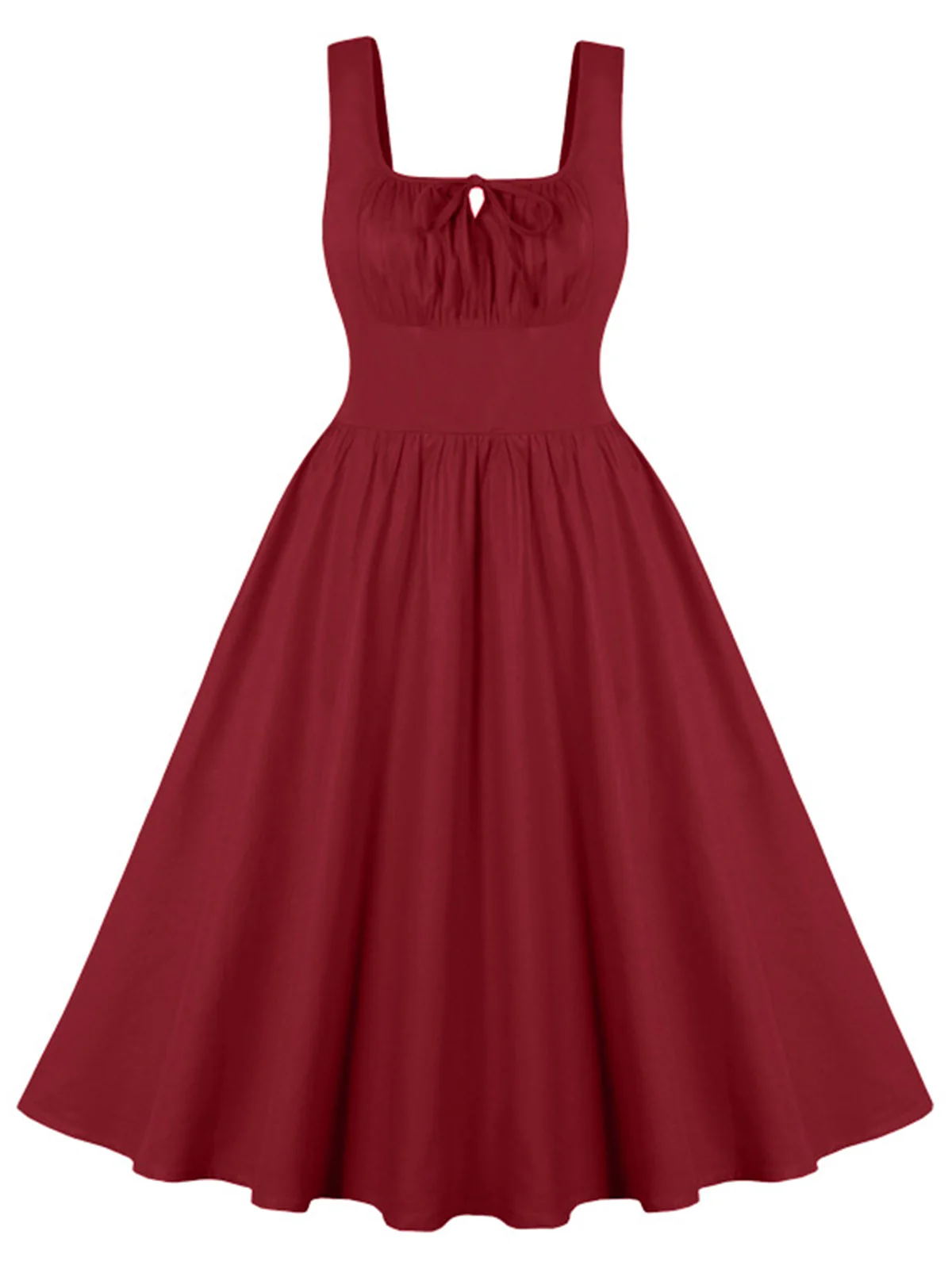 1950s Solid Wide Strap Dress - Image 5
