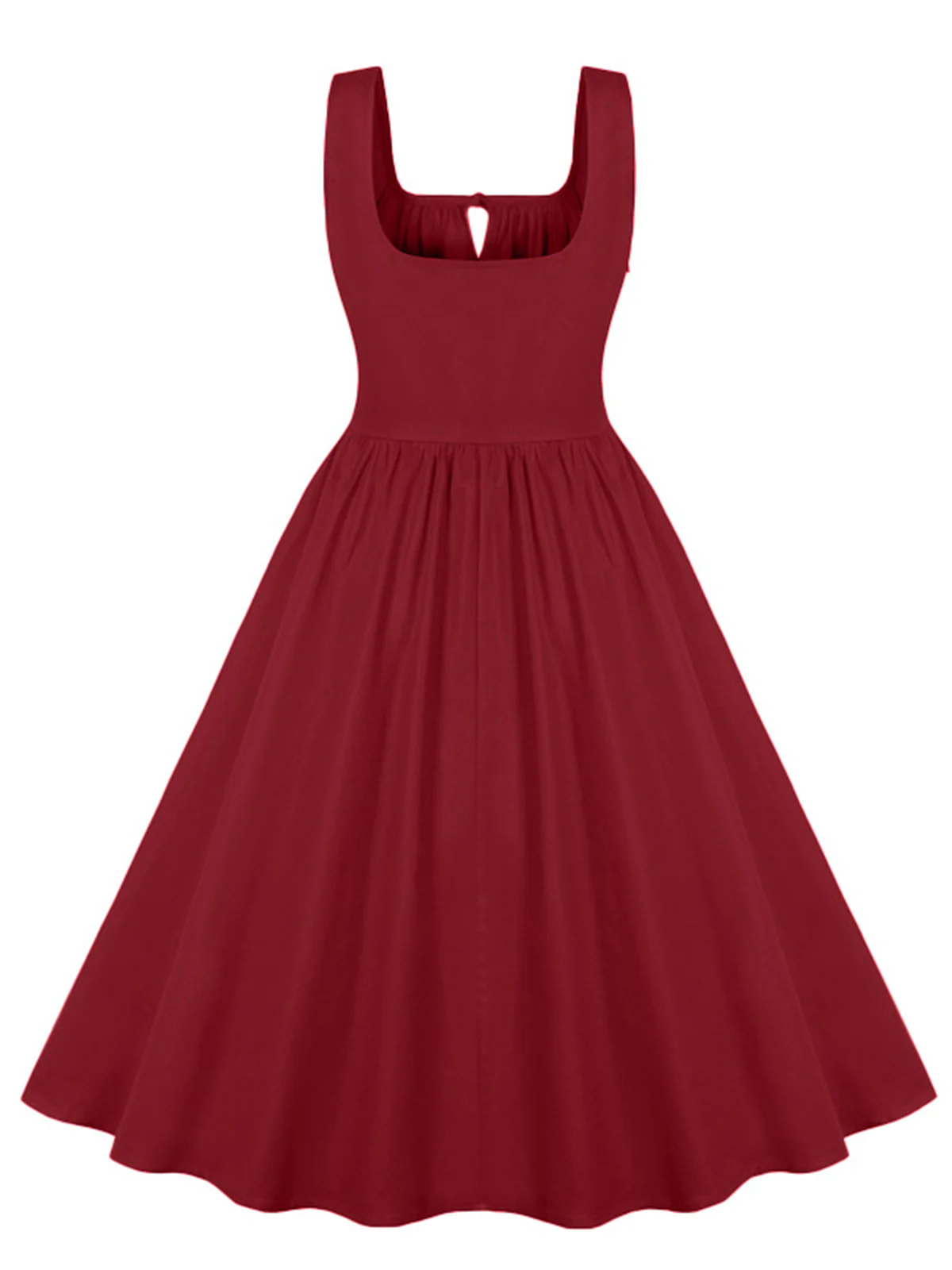 1950s Solid Wide Strap Dress - Image 6