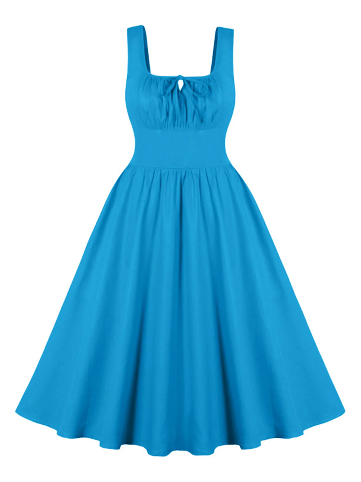 1950s Solid Wide Strap Dress - Image 9