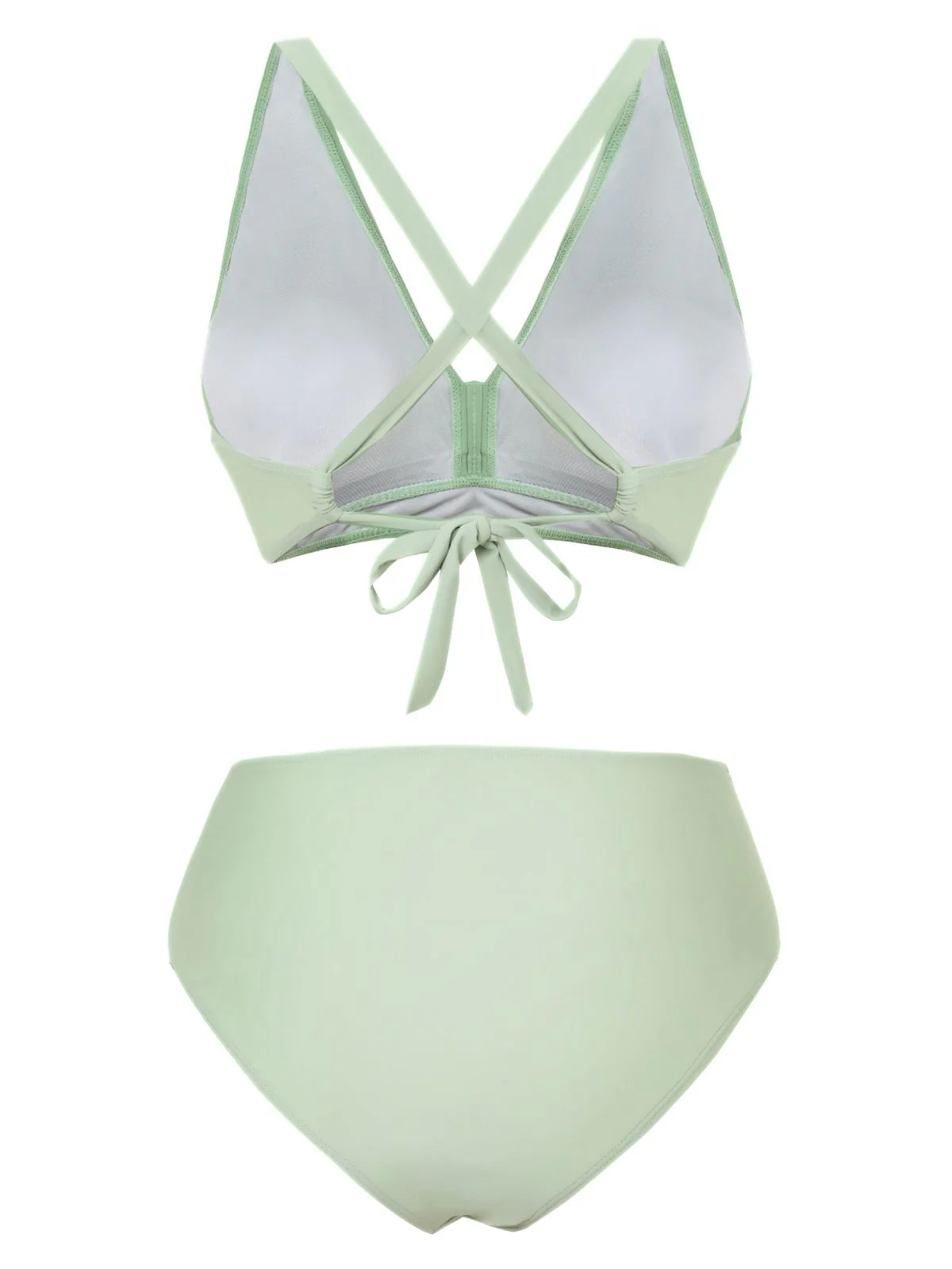1950s Solid Wrap Crisscross High Waist Bikini Set - Image 3